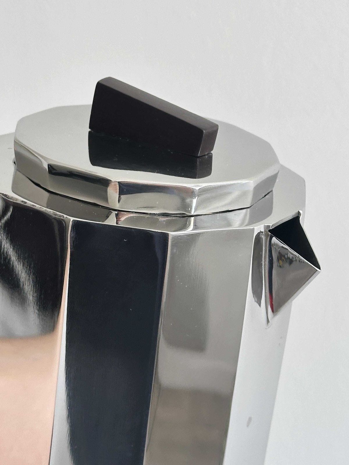 Garance Vallée X Monoprix Chrome Designer Teapot, Shiny Metal And Wood, Contemporary Kitchen Decor, Trendy Arty Decorative Object photo buy