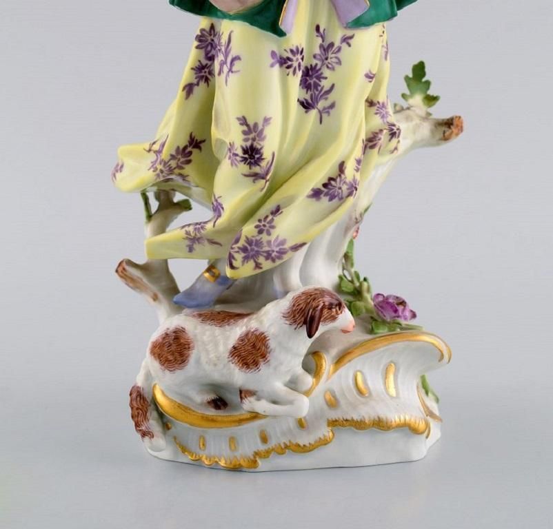Antique Meissen Porcelain Figurine, Woman Playing The Flute, Late 19th Century photo for sale