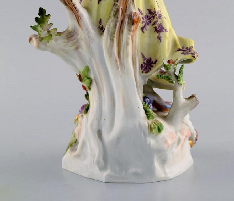 Antique Meissen Porcelain Figurine, Woman Playing The Flute, Late 19th Century photo vinterior