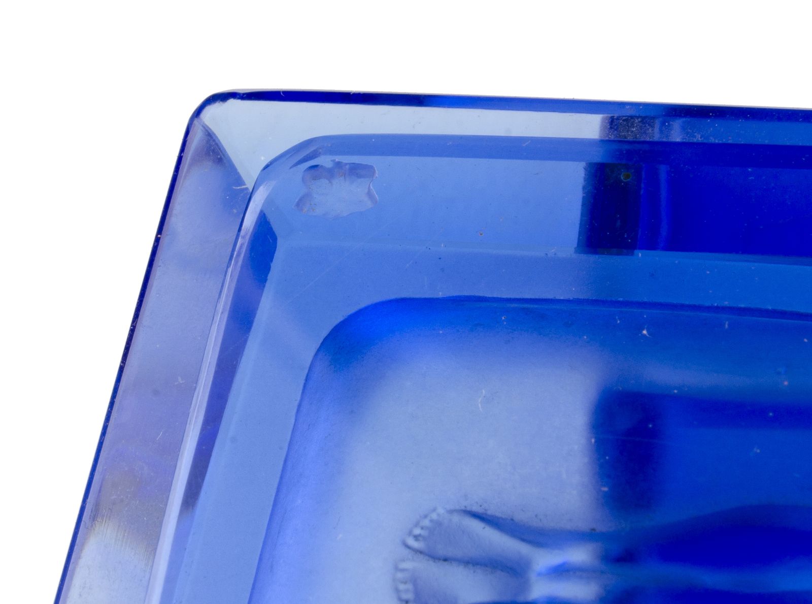 1970s Bohemian Translucent Blue Glass Decorative Box With A Nymph On The Lid, Czech Republic photo furniture