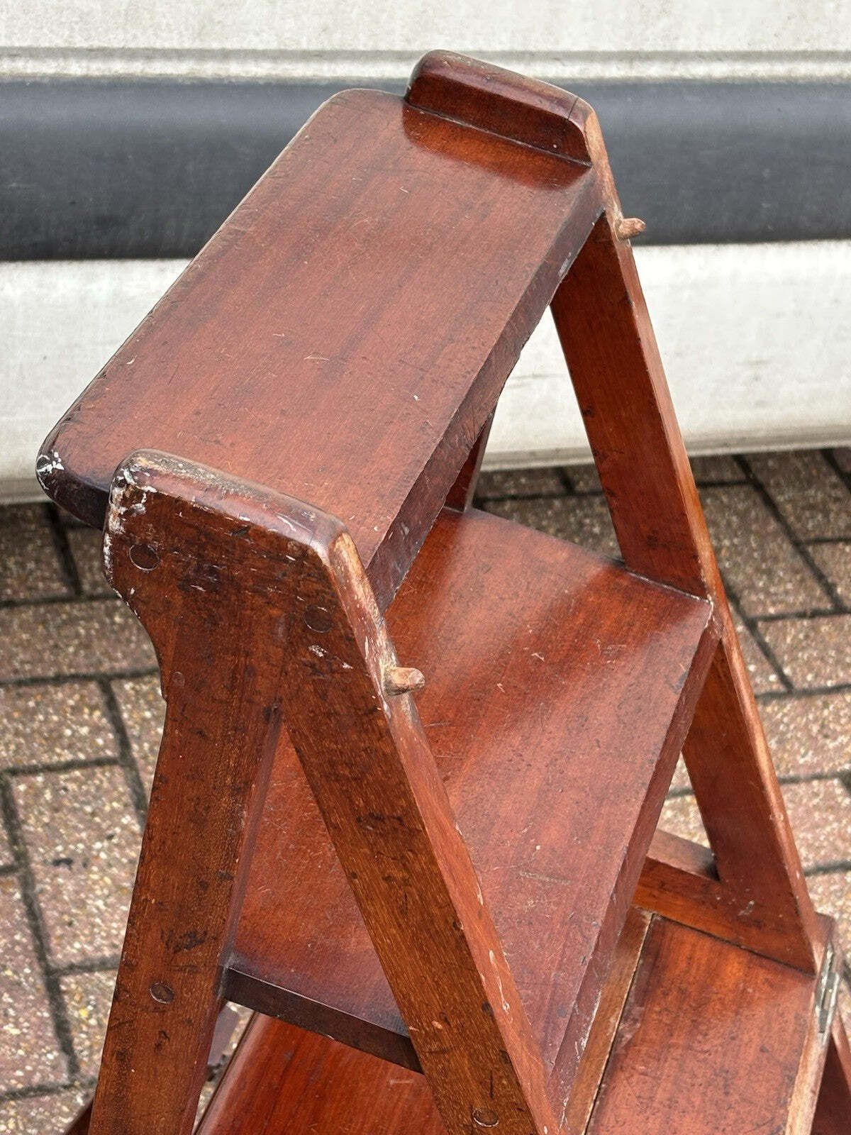 Furniture Antique Metamorphic Mahogany Chair That Folds Over Into Library Steps photo