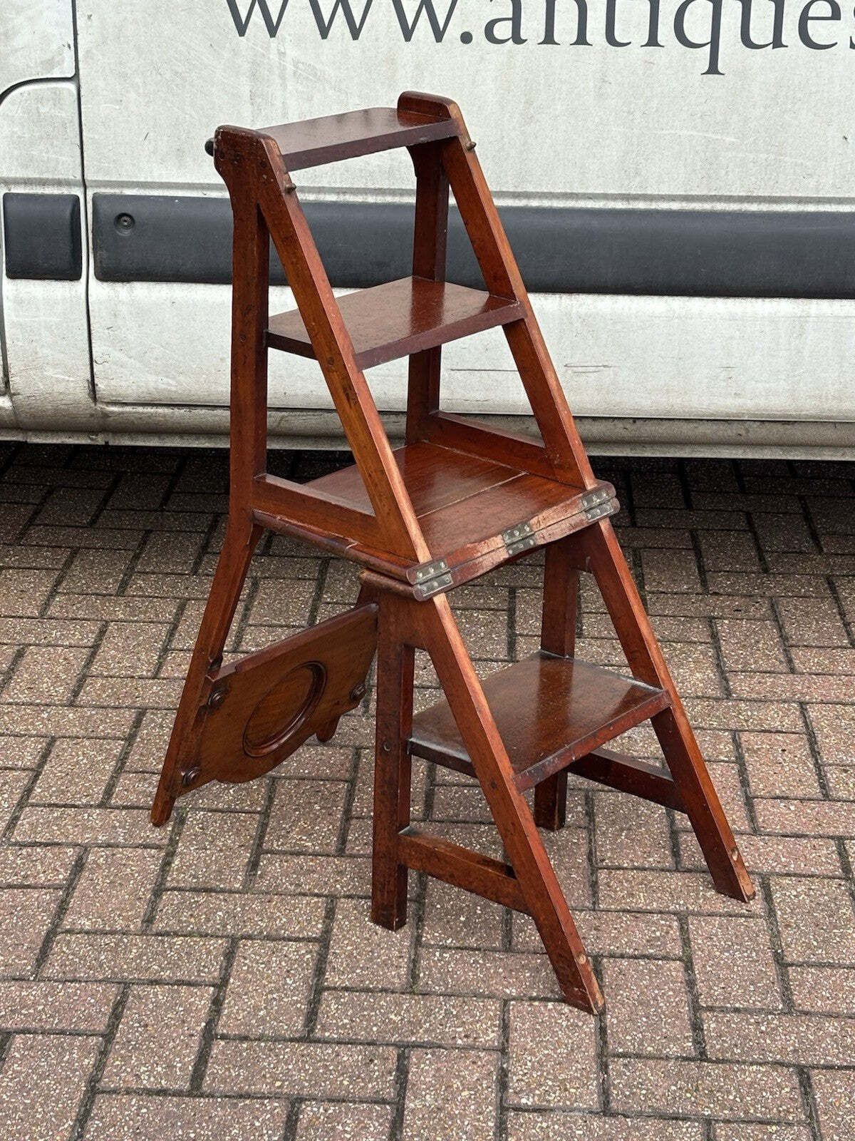 photo buy Antique Metamorphic Mahogany Chair That Folds Over Into Library Steps