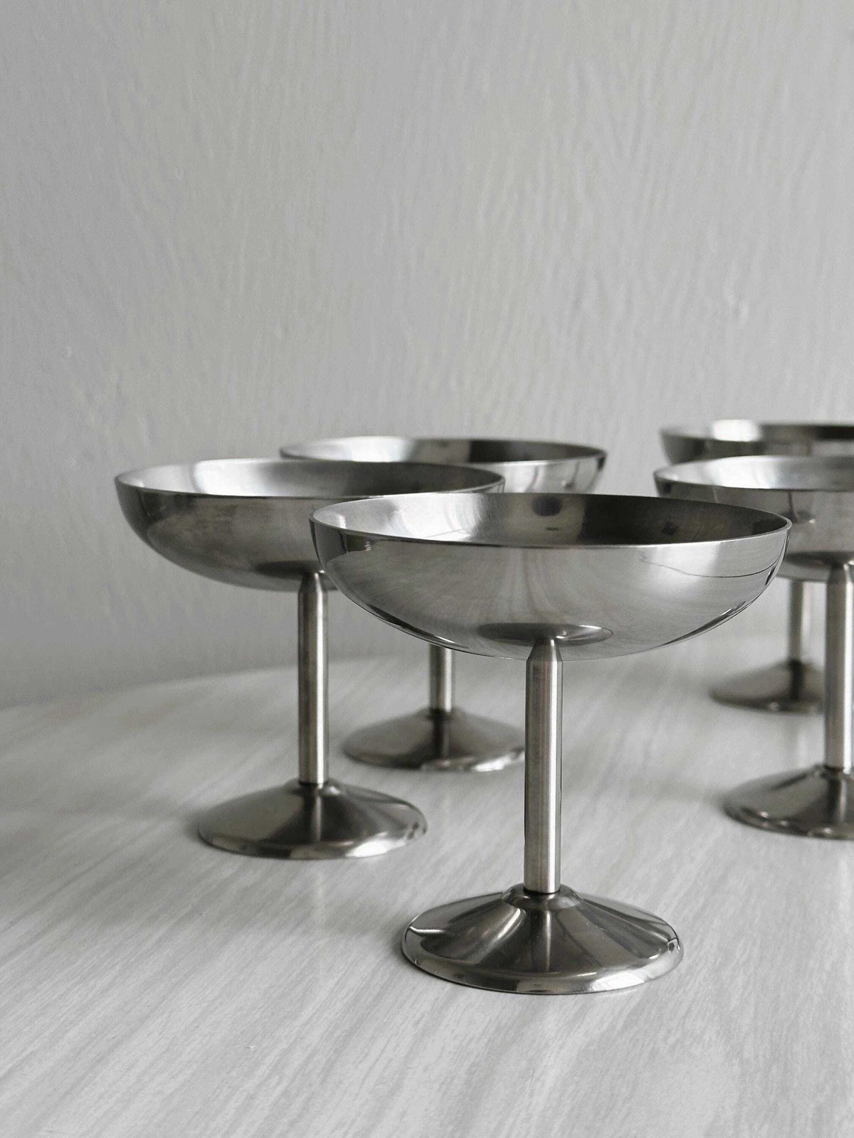 6 coupes à dessert sur pied Letang Remy, finition mate et brillante, art de la table rétro élégant pour glaces, fruits ou brunch raffiné photo furniture