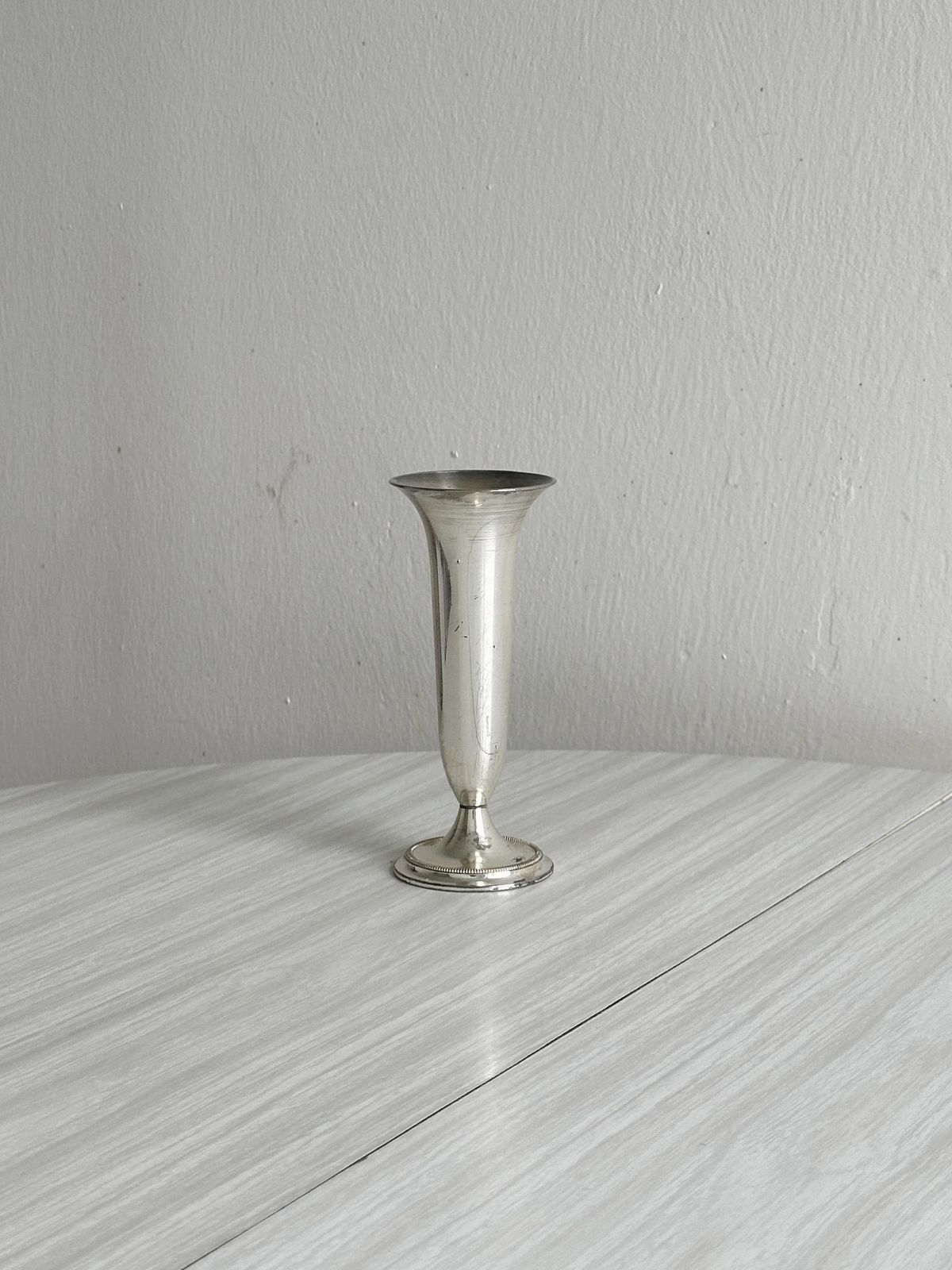 Silver Plated Soliflore Vase, Small Shiny Antique Vase, Refined Table Decoration, Chic Object For A Single Flower Or Dried Stem
