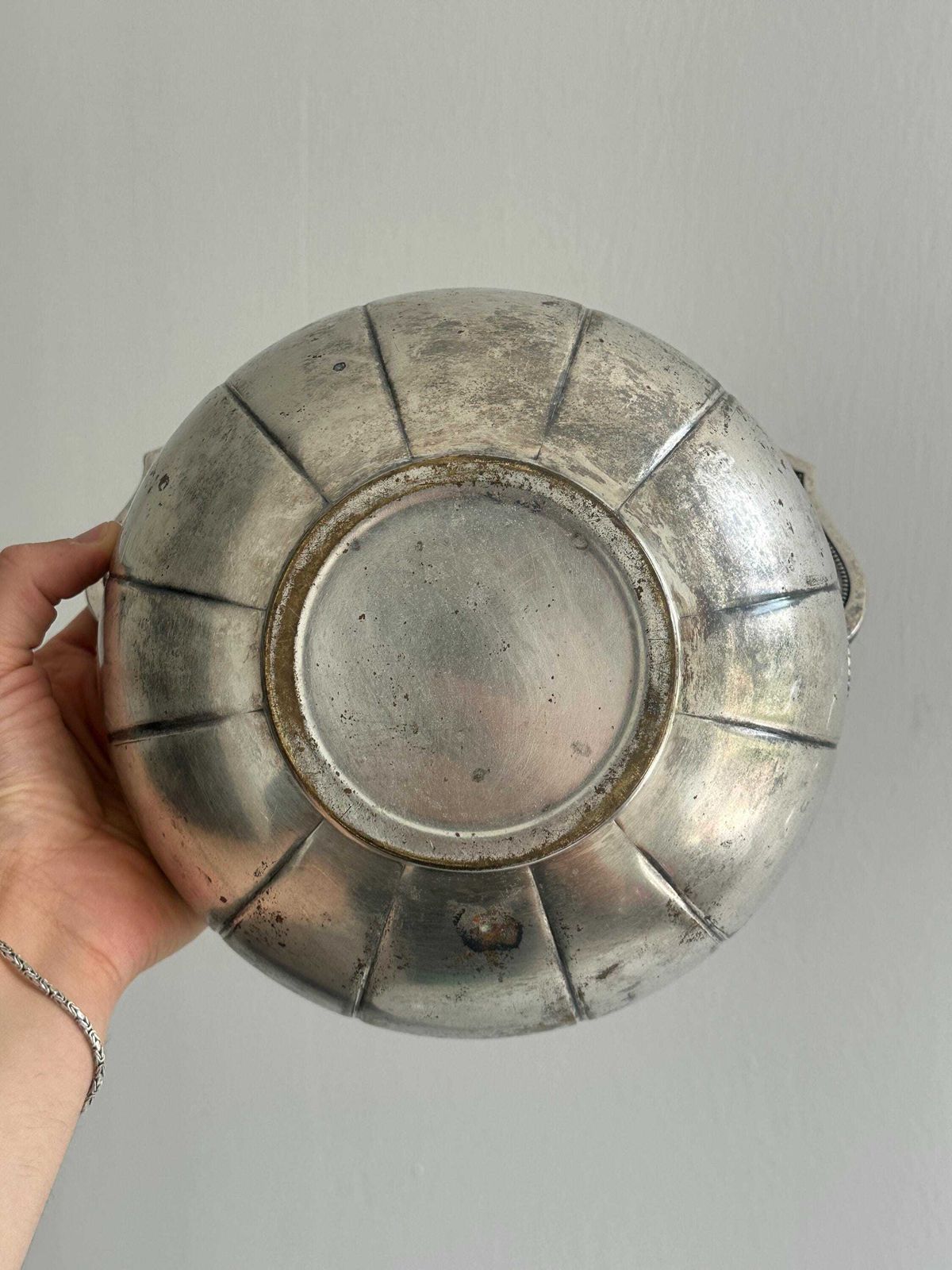Antique Glass And Silver Plated Metal Dish, Chic Salad Bowl Or Compote Dish, Refined Table Presentation For An Elegant Buffet photo buy