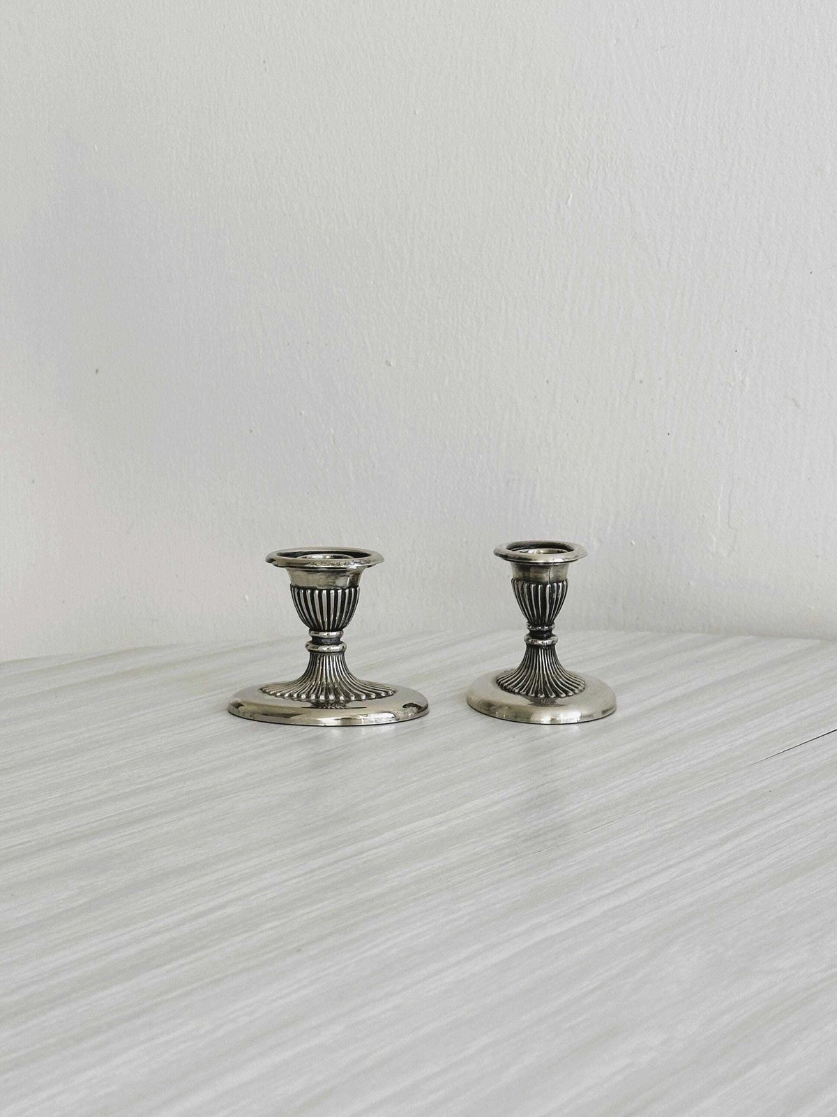 Pair Of Antique Metal Candlesticks, Chic And Refined Decorative Candlesticks, Elegant Table Decoration, Timeless Antique Object