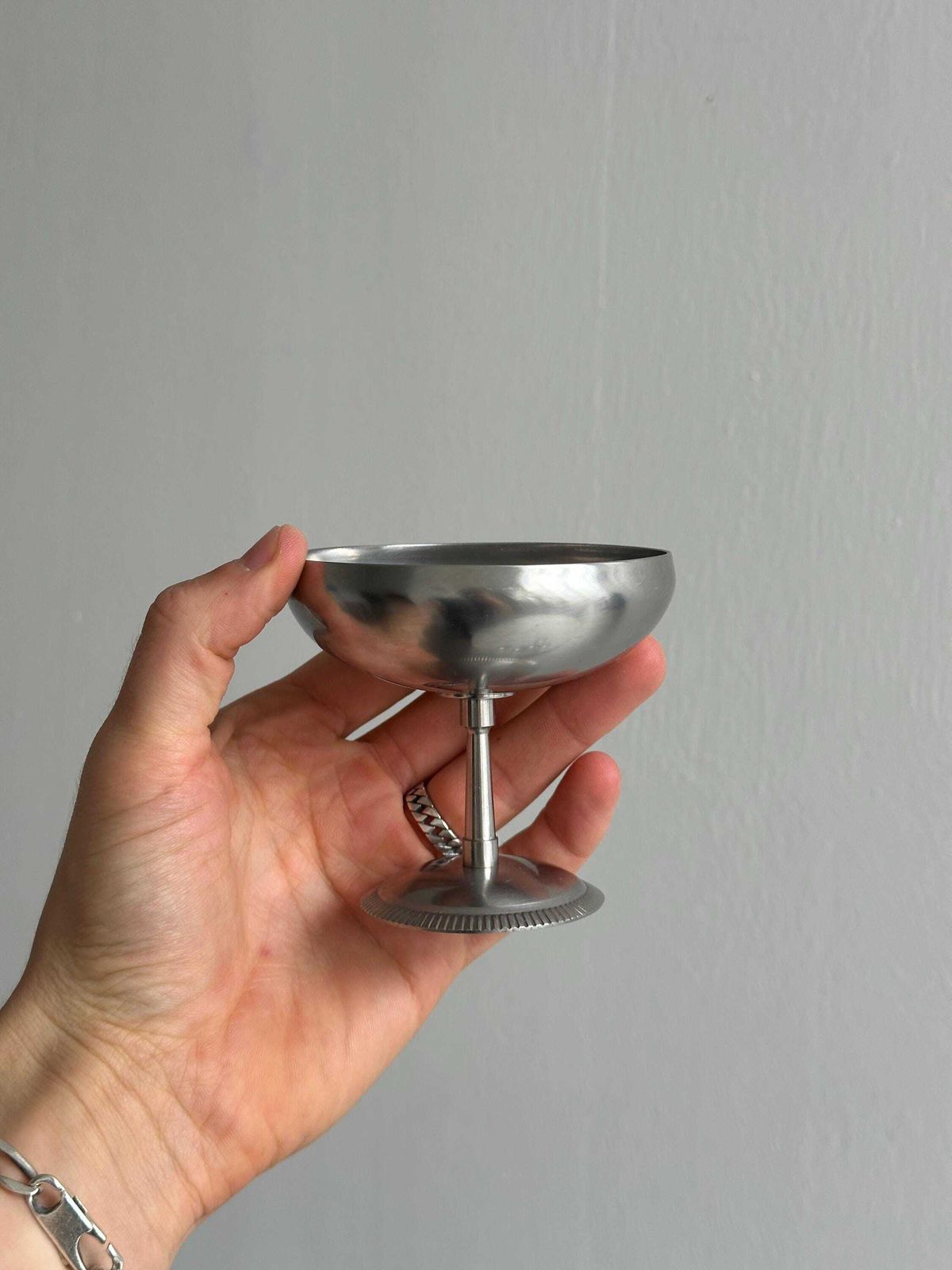 6 Roestvrijstalen Schaaltjes op Voet, Letang Remy Stijl, Franse Makelij, Metalen Tafelgerei, Roestvrijstalen Schaaltjes, Dessertservies, Cadeau. photo vinterior