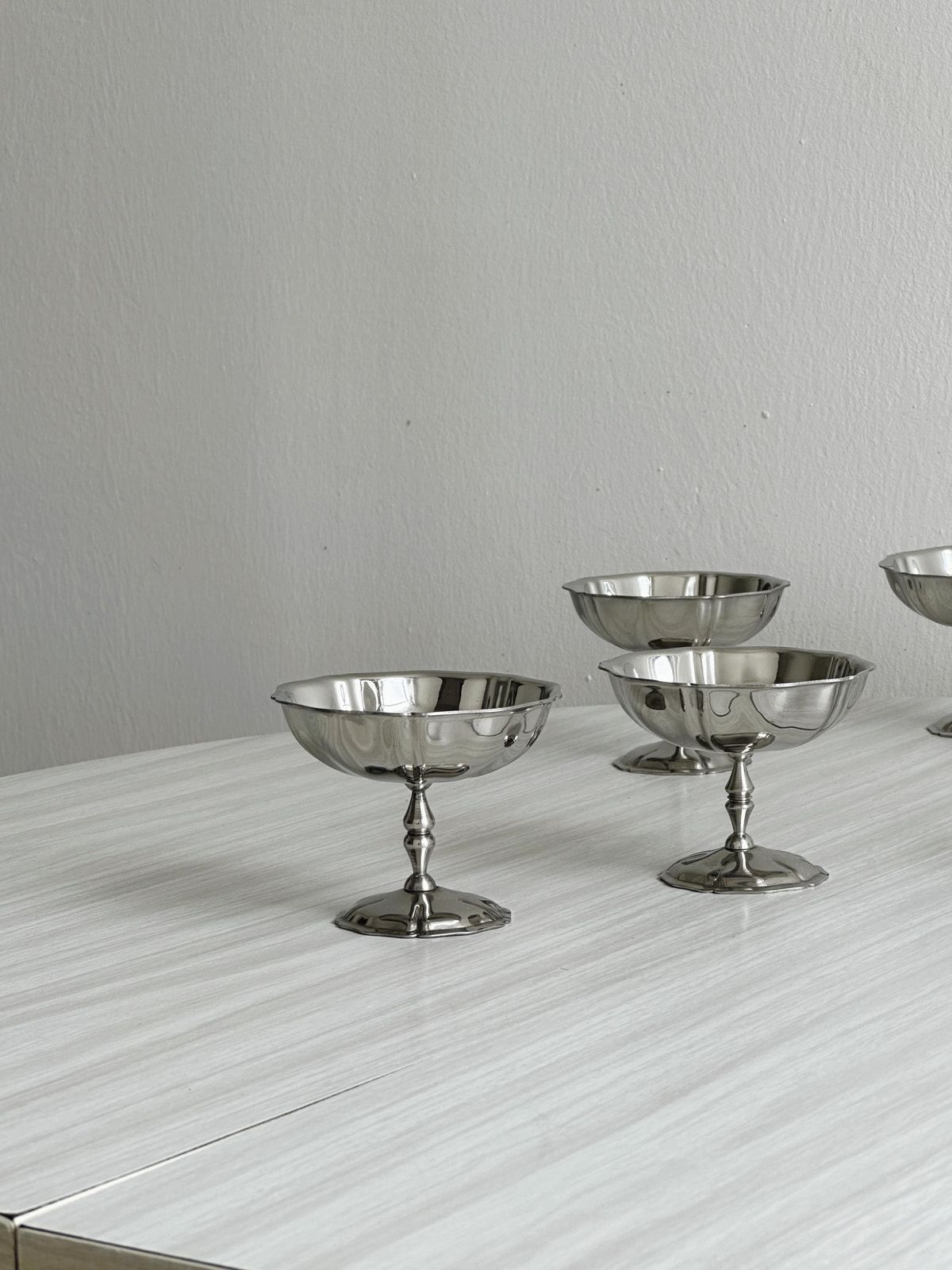 6 Stainless Steel Footed Bowls Mat Letang Remy Style, French Made, Metal Tableware, Stainless Steel Bowls, Dessert Set, Gift photo buy