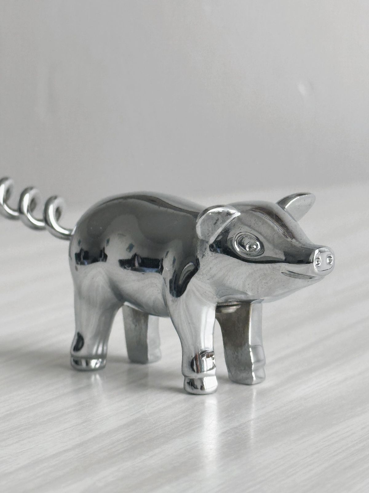 Chrome Plated Metal Pig Shaped Corkscrew, Stainless Steel Corkscrew, Kitchen Decoration, Unusual Gift, Pig Collection, French Wine photo furniture