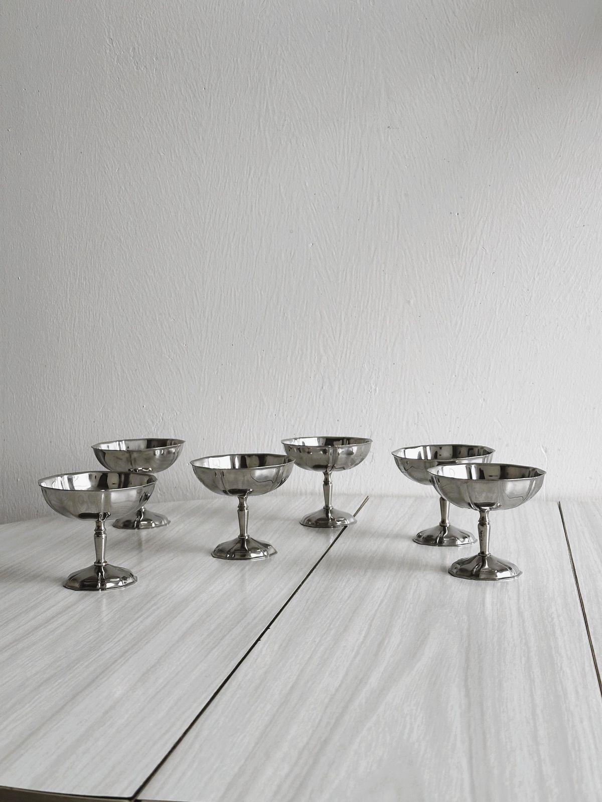 6 Letang Remy Stainless Steel Footed Bowls, French Made, Metal Tableware, Stainless Steel Bowls, Dessert Set, Vintage Gift. photo vintage