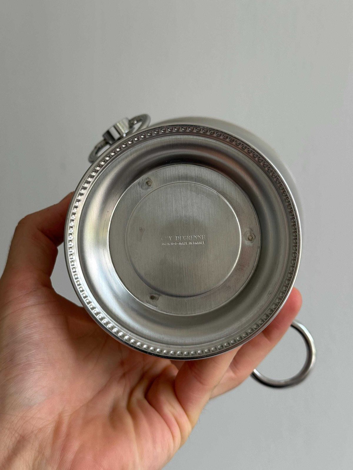 Vintage Silver Metal Ice Bucket, Small Chic Ice Bucket, Ring Handle, Retro Bar, Elegant Tableware, Aperitif Decoration photo vinterior