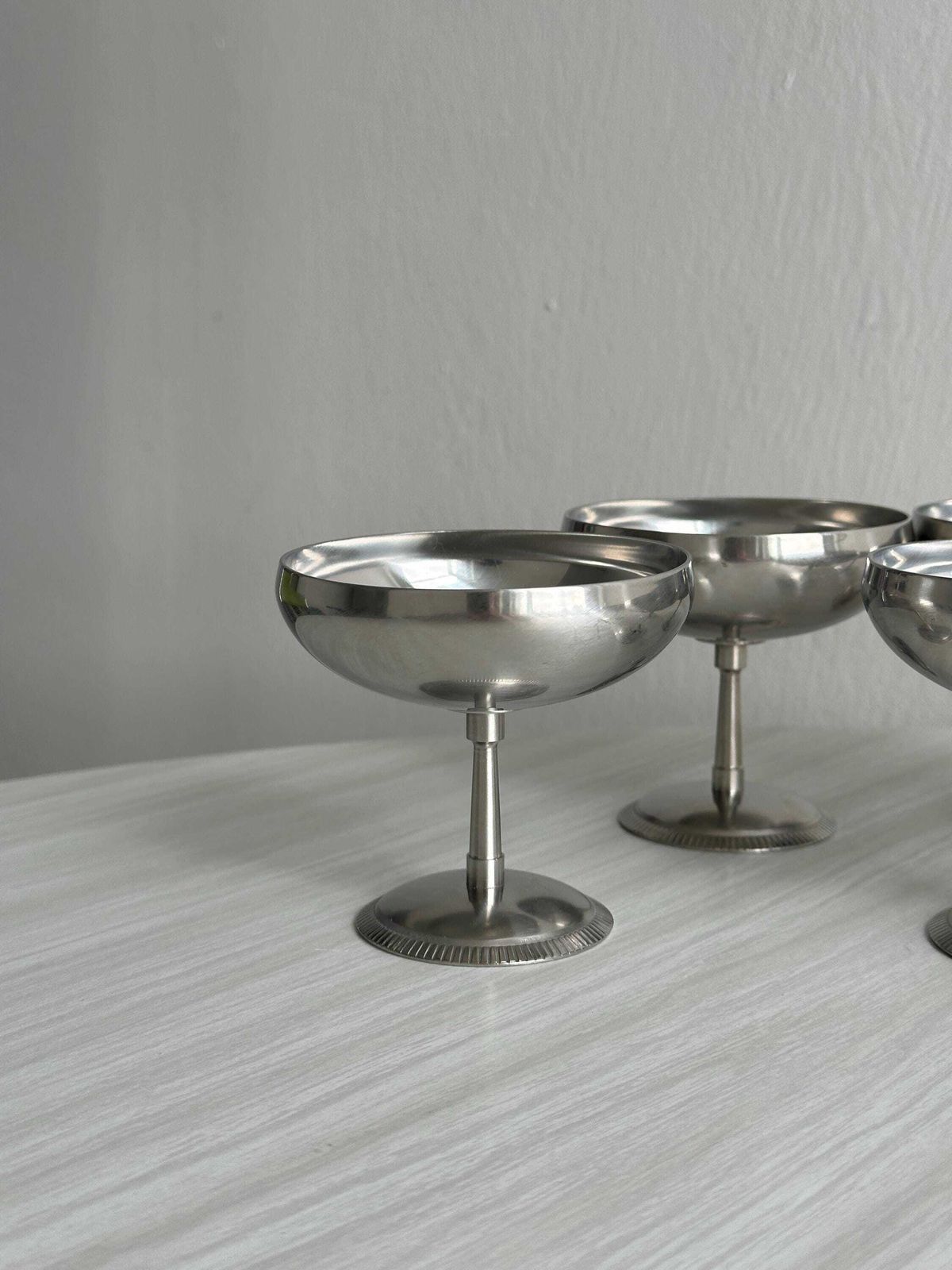 Set Of 6 18/10 Stainless Steel Metal Bowls, Antique Chic Tableware, Timeless Decor, Wedding Scenography, French Tableware photo furniture