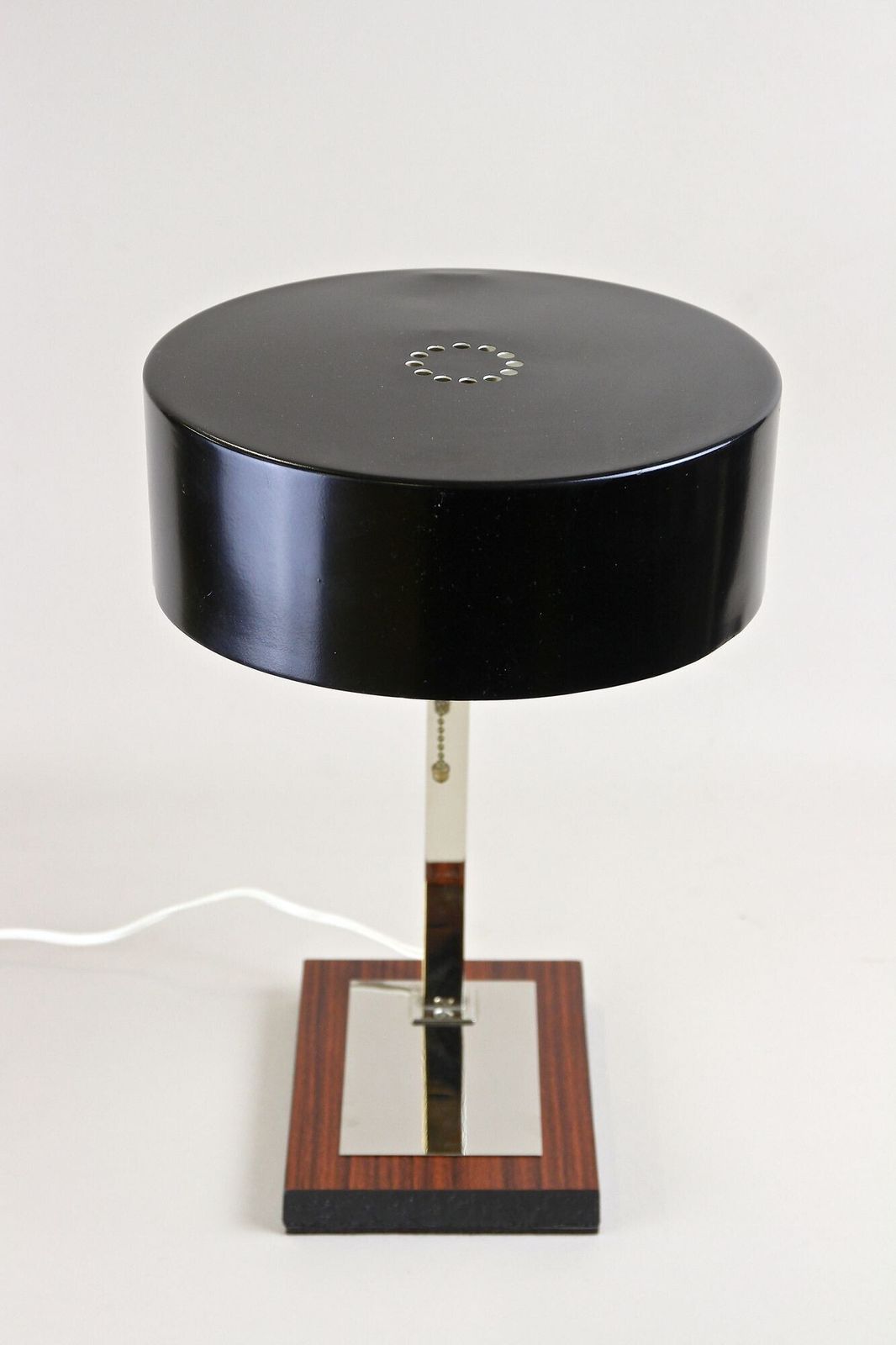 1115.0 20th Century Chromed Lamp With Black Metal Lamp Shade, At Circa 1950 photo