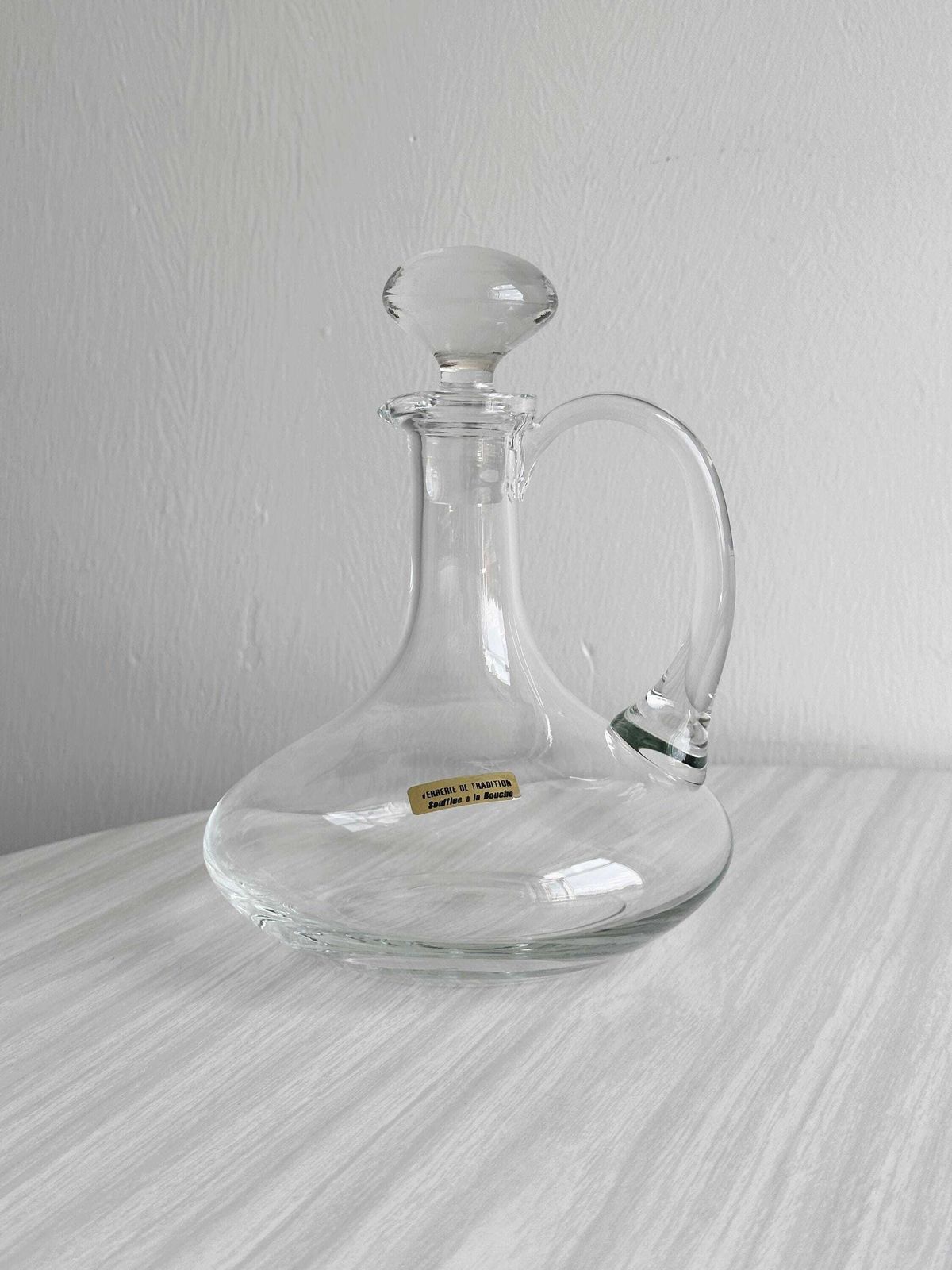 Mouth Blown Glass Carafe, Elegant Design, Unique Craft Piece, Refined Table Decoration, Decanter, Wine Carafe