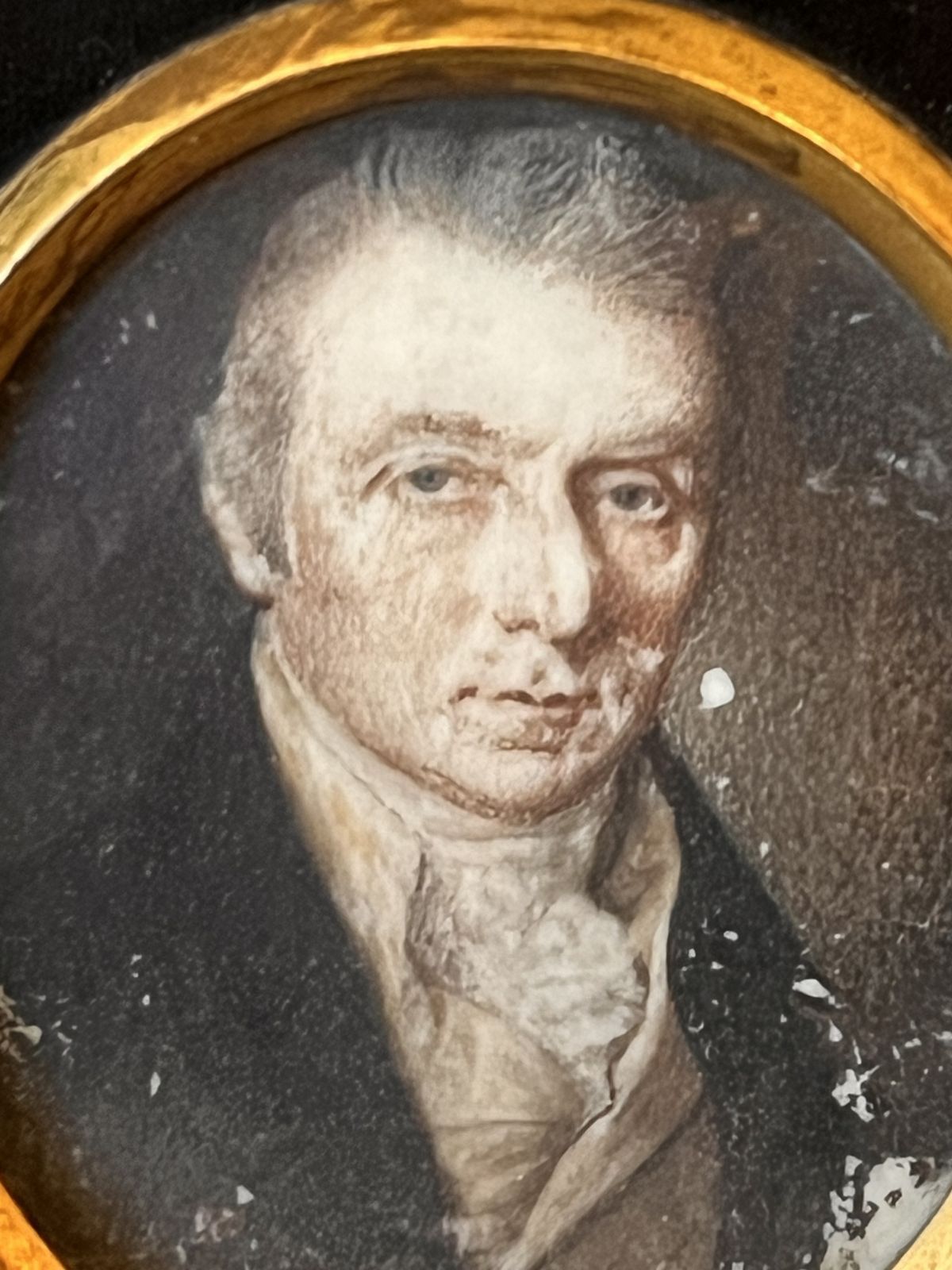 Georgian Framed Miniature Oil  Painting Of A Gentleman Dated 1804 photo vintage