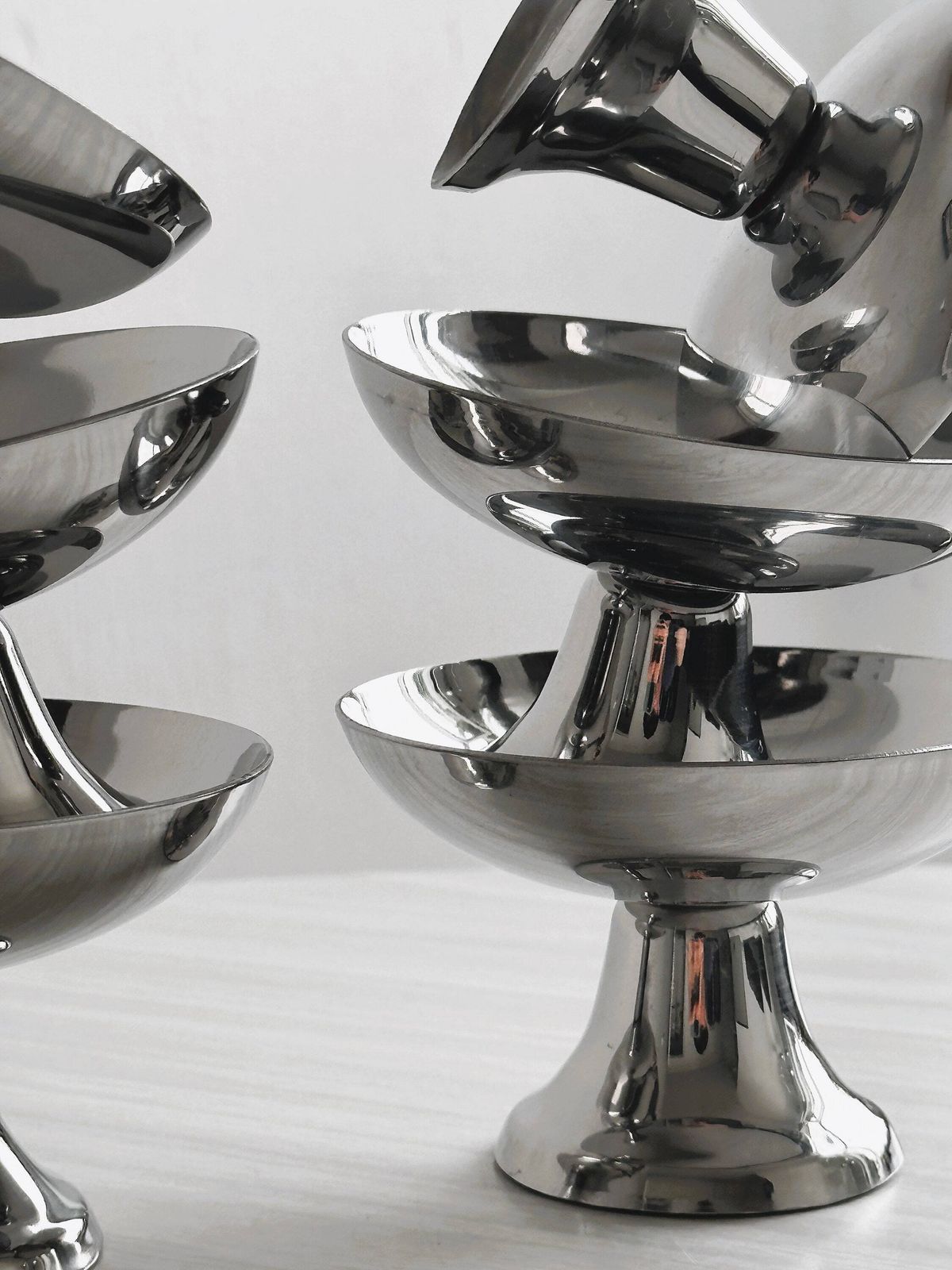 6 Stainless Steel Footed Bowls, French Made, Metal Tableware, Stainless Steel Bowl, Dessert Set, Vintage Gift, Letang Remy Style photo vinterior