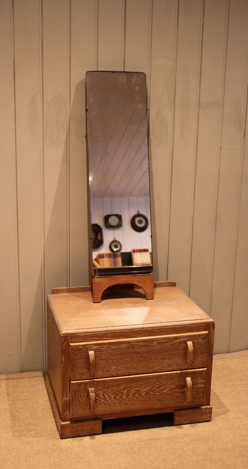 Small Limed Oak Mirrored Cabinet photo for sale