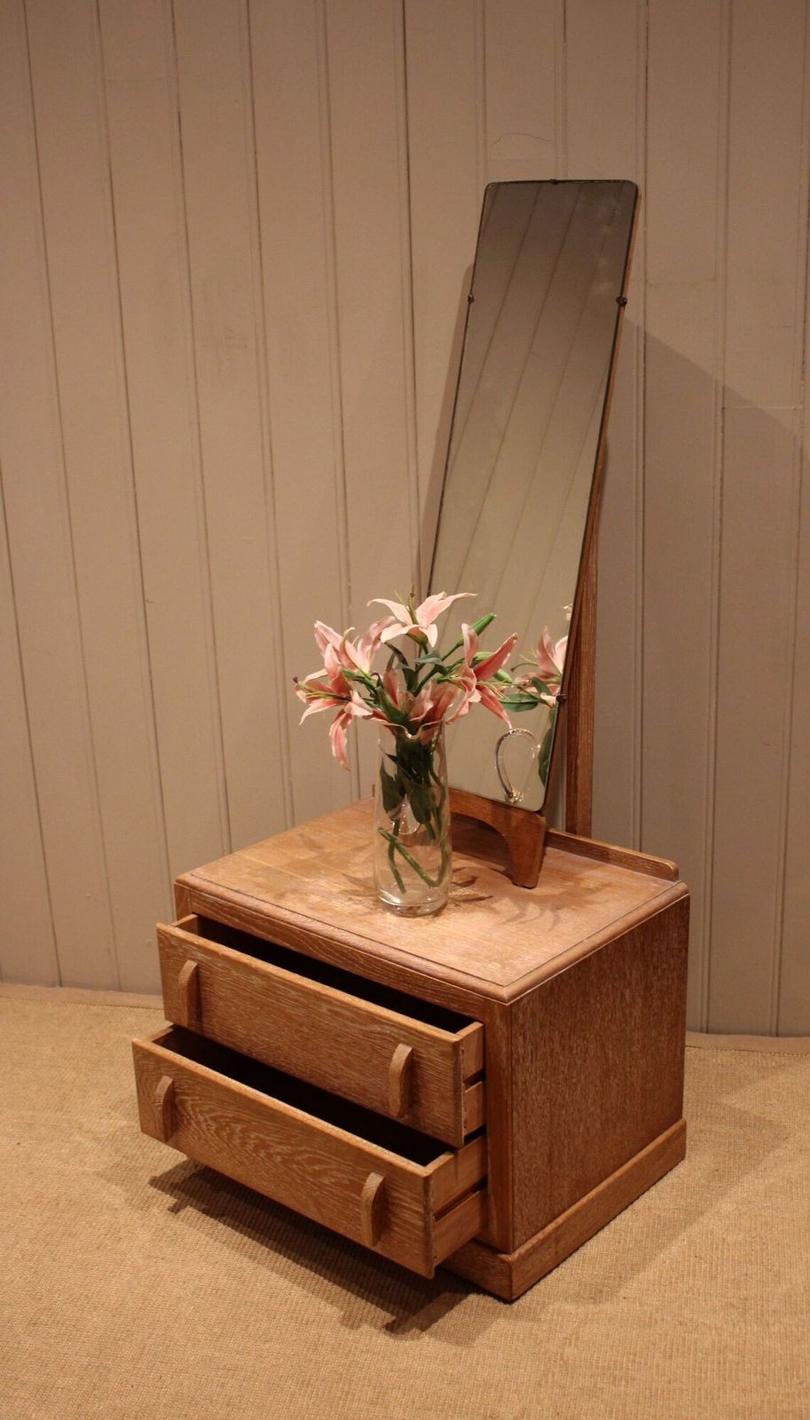 Small Limed Oak Mirrored Cabinet photo vinterior