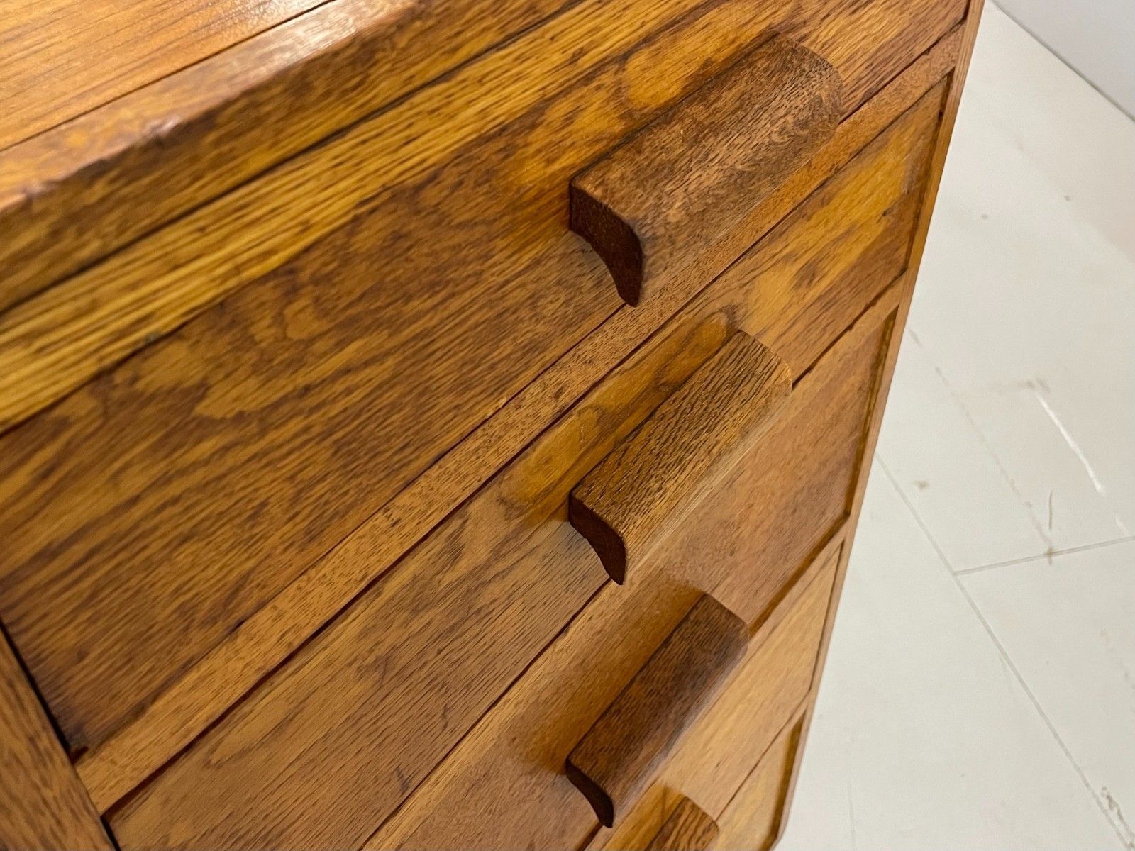Vintage Mid Century Rustic Oak 5 Drawer School Office Chest Industrial Storage photo Furniture
