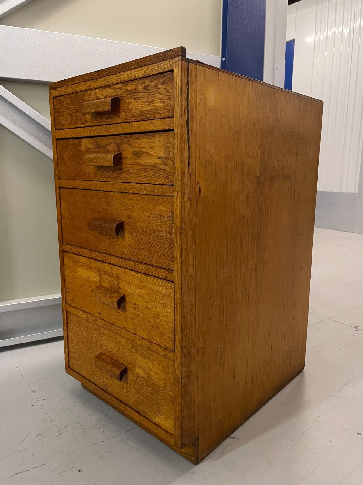 Vintage Mid Century Rustic Oak 5 Drawer School Office Chest Industrial Storage photo 250.0