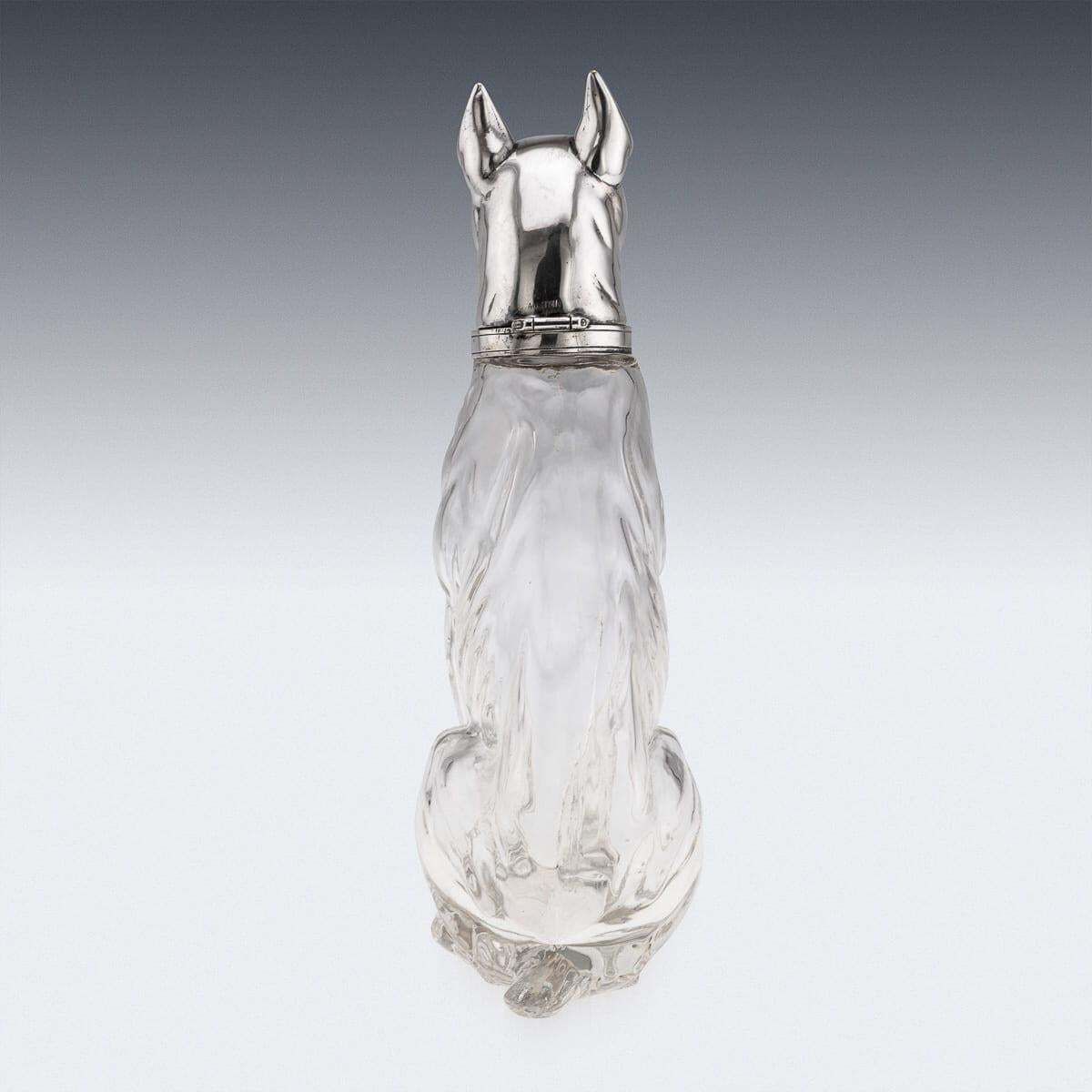20thc Continental Silver Plate & Clear Glass Novelty 'Pinscher' Drinks Decanter photo Home Decor