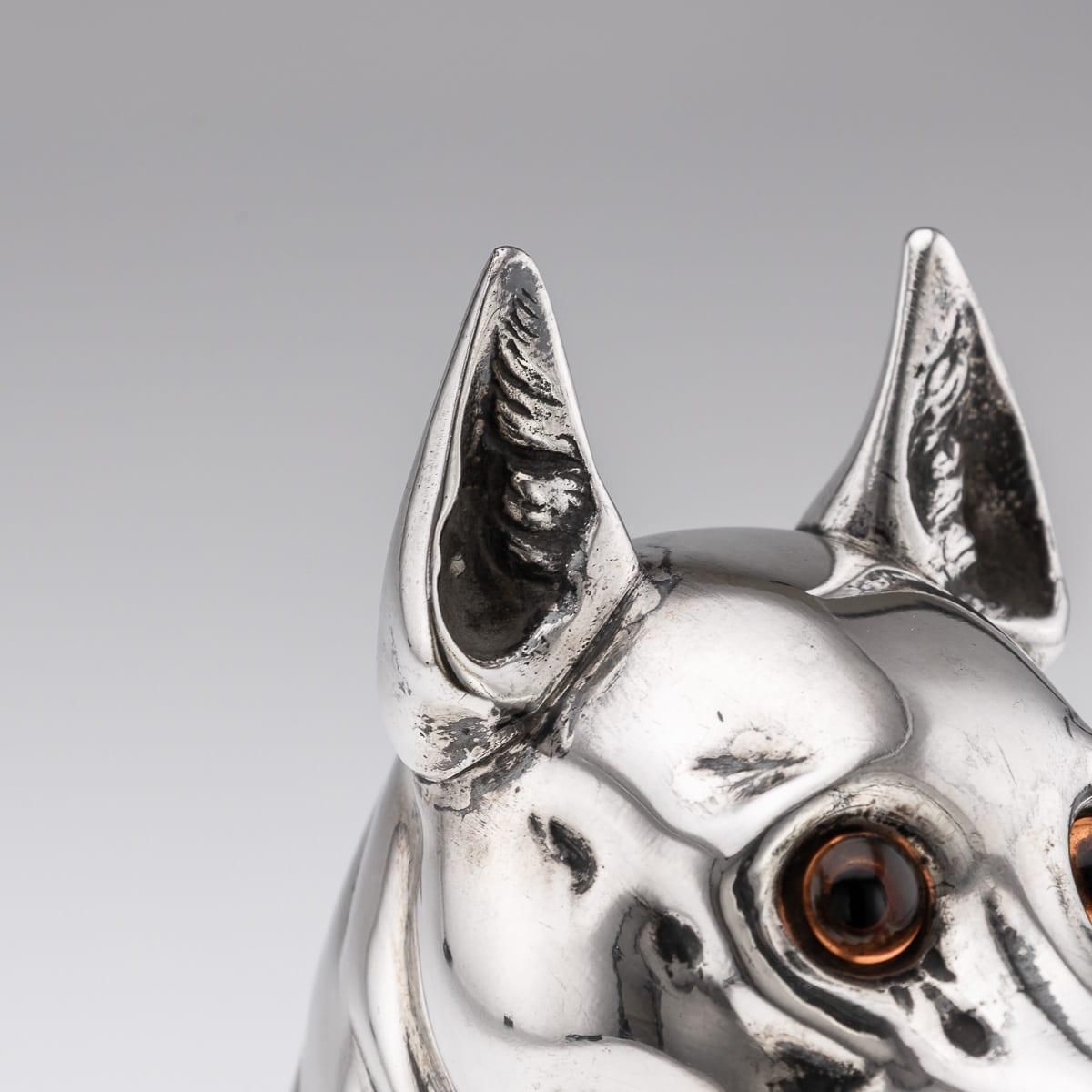1736.0 20thc Continental Silver Plate & Clear Glass Novelty 'Pinscher' Drinks Decanter photo