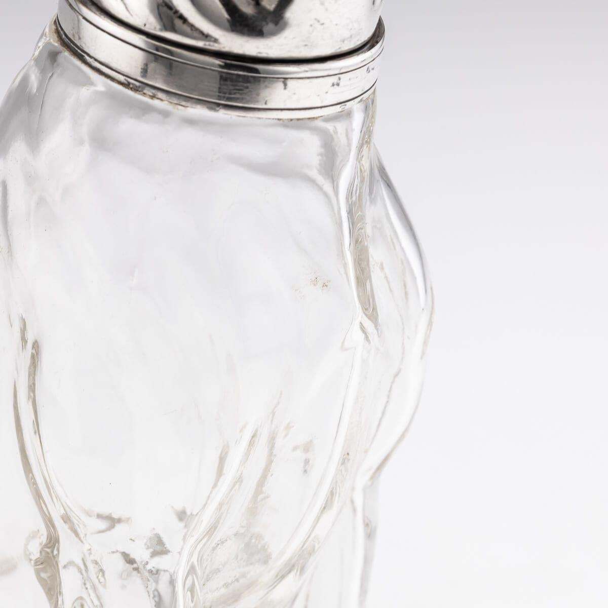 photo vintage 20thc Continental Silver Plate & Clear Glass Novelty 'Pinscher' Drinks Decanter