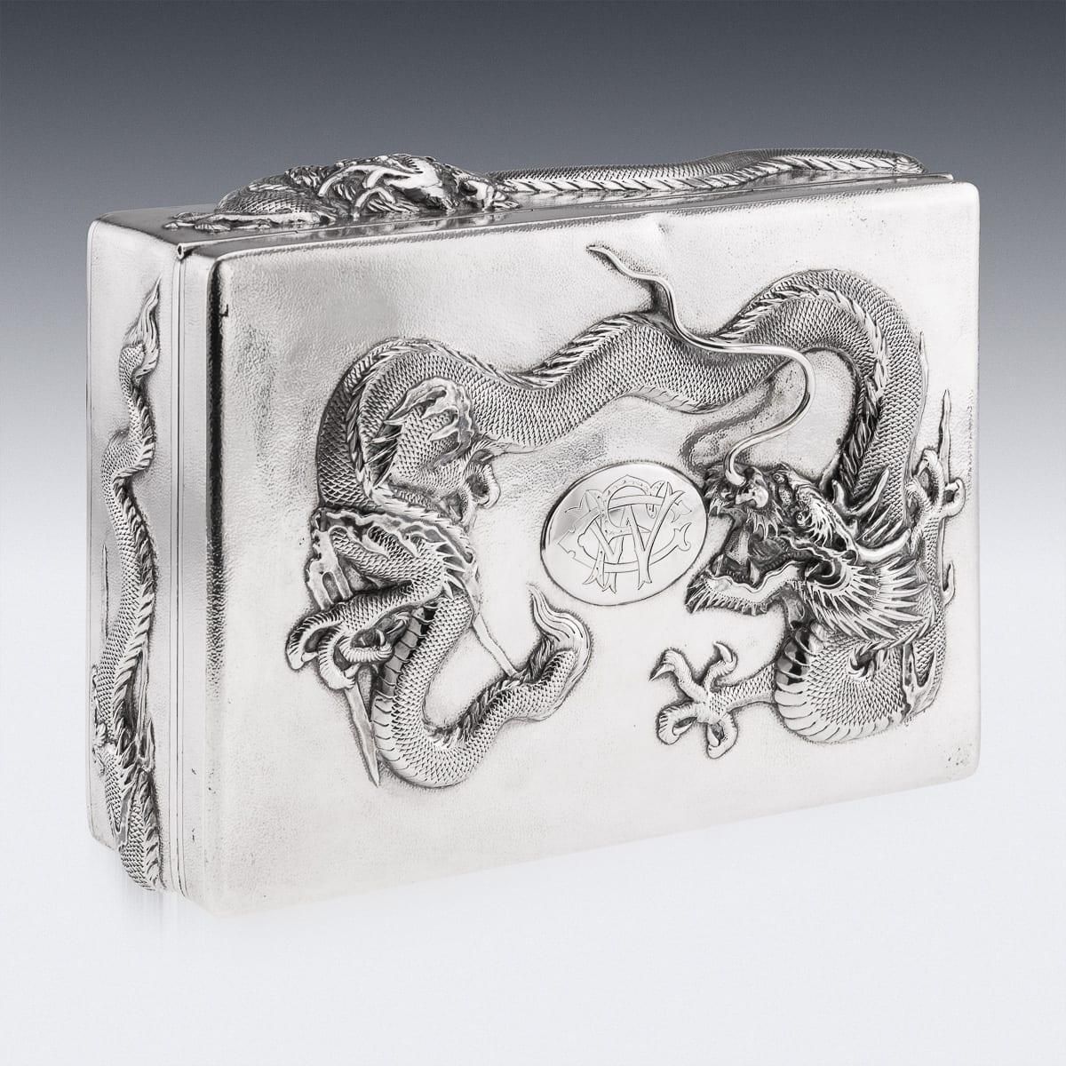 photo furniture Antique 20thc Chinese Solid Silver Dragon Cigar Box, Shanghai, Zeewo C.1900