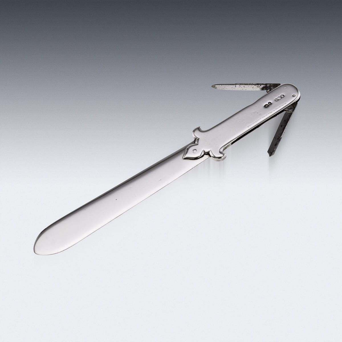 Antique 19th Century English Solid Silver Paperknife & Penknife Bookmark C.1868 photo 916.0