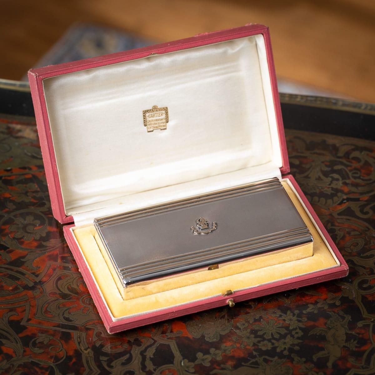 20thc English Solid Silver & 9k Gold Cigar Case By Cartier Of New Bond St C.1929 photo furniture