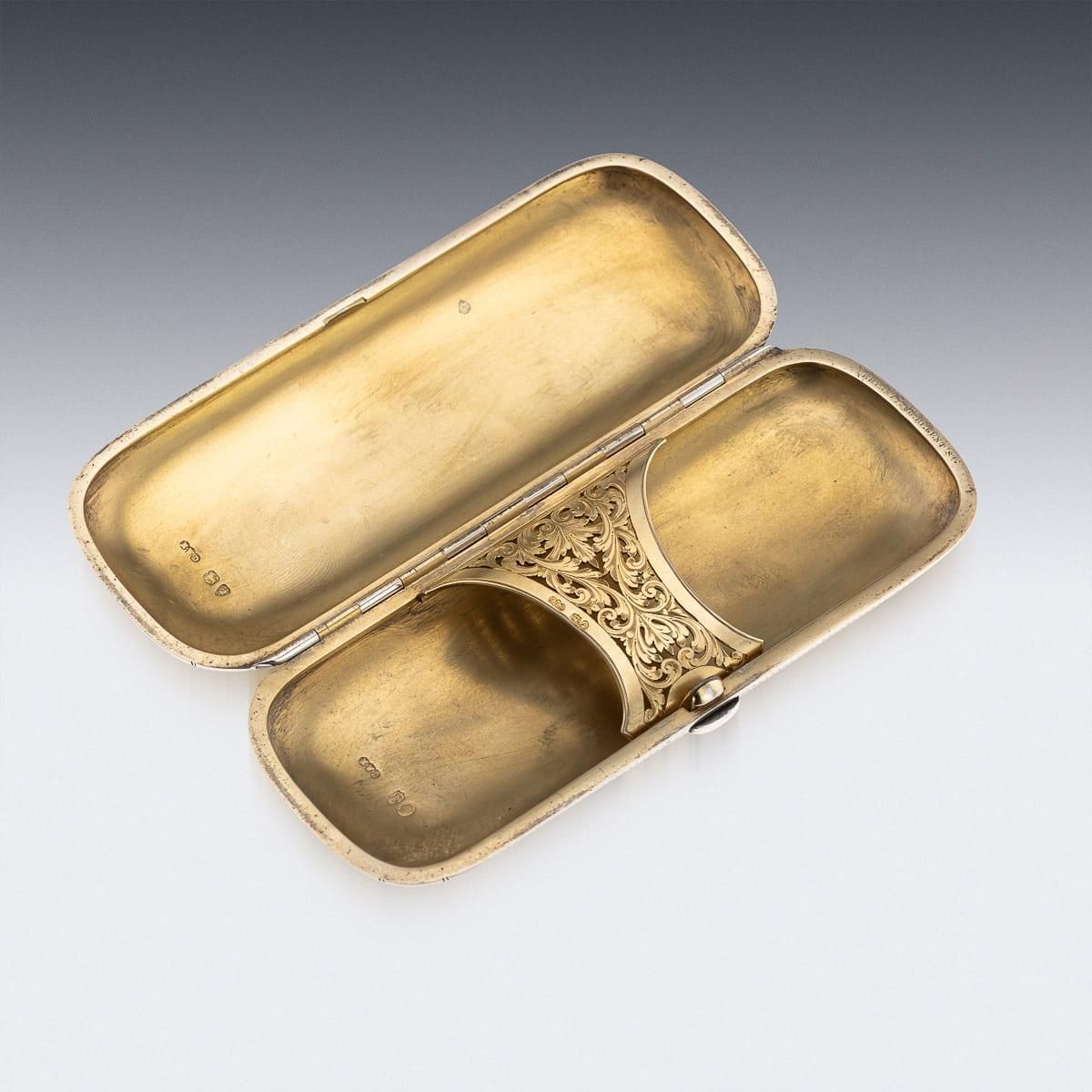 Antique 19th Century Victorian Solid Silver Cigar Case, Henry William Dee C.1877 photo vinterior