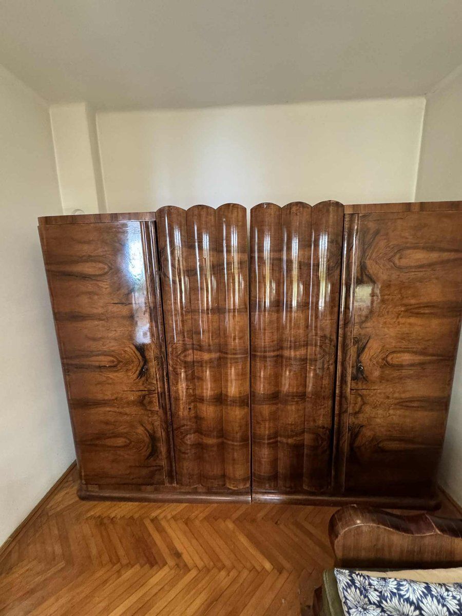 Art Deco Walnut Wardrobe, Central Europe, 1930s
