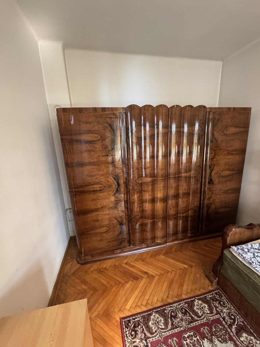 Art Deco Walnut Wardrobe, Central Europe, 1930s photo Furniture