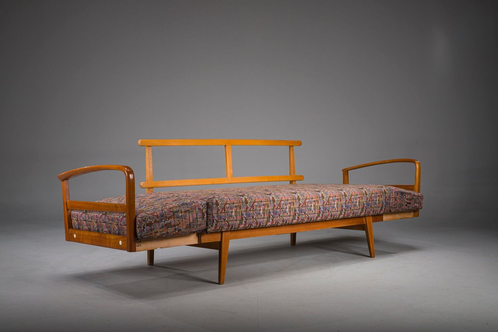 Vintage Cherrywood And Wool Daybed From Knoll Antimott, 1950s 1960s photo 1314.0