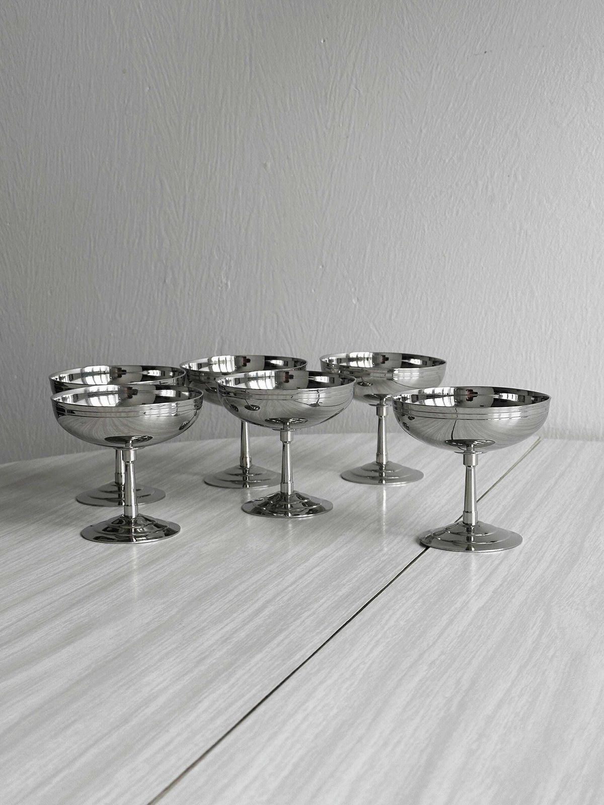 6 Letang Remy Silver Plated Metal Footed Bowls, Made In France, Metal Tableware, Stainless Steel Bowls, Dessert Set, Gift