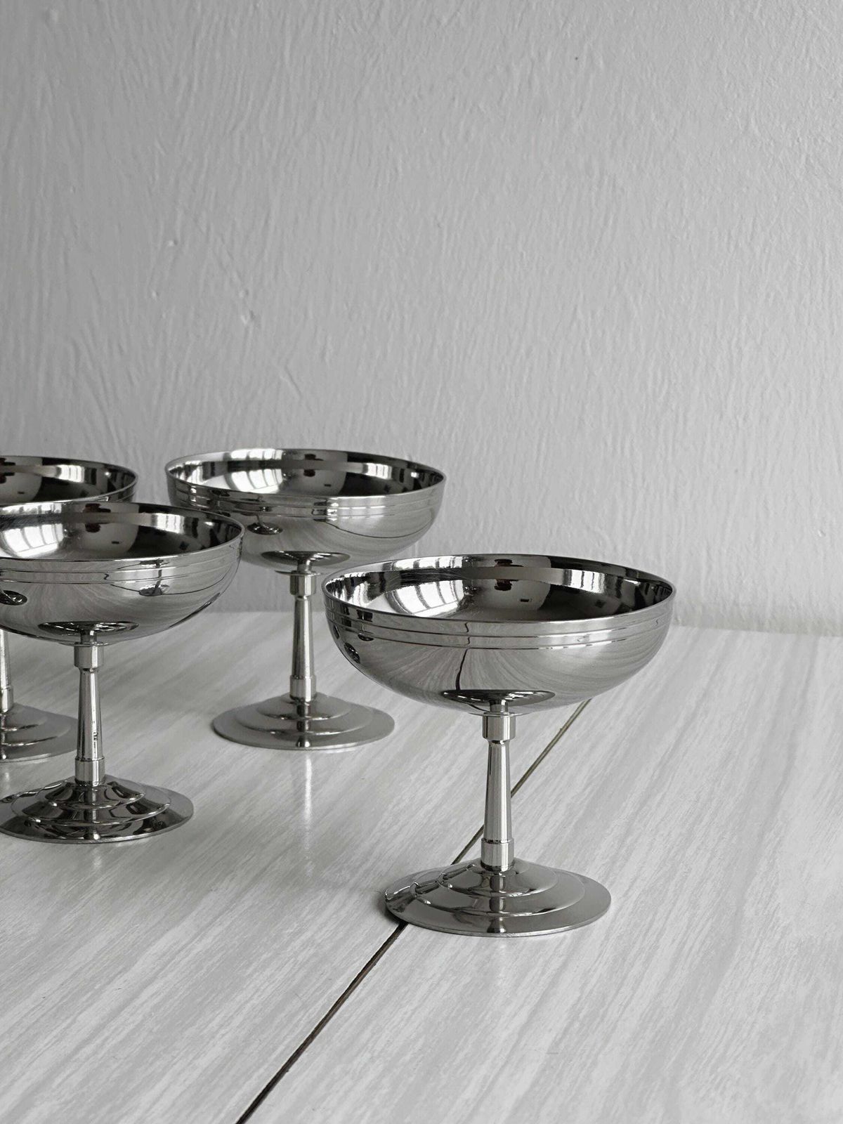 6 Letang Remy Silver Plated Metal Footed Bowls, Made In France, Metal Tableware, Stainless Steel Bowls, Dessert Set, Gift photo furniture