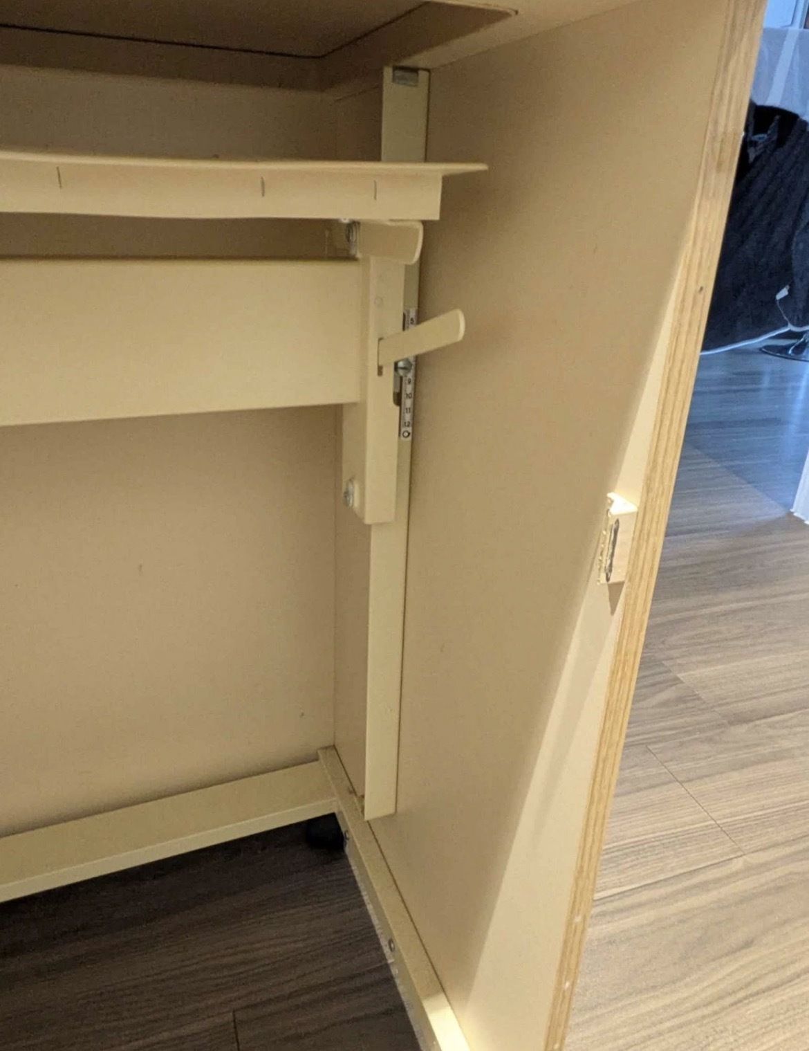 Horn Sewing Cabinet With Fold Out Worktop & Drawers – Beige photo for sale