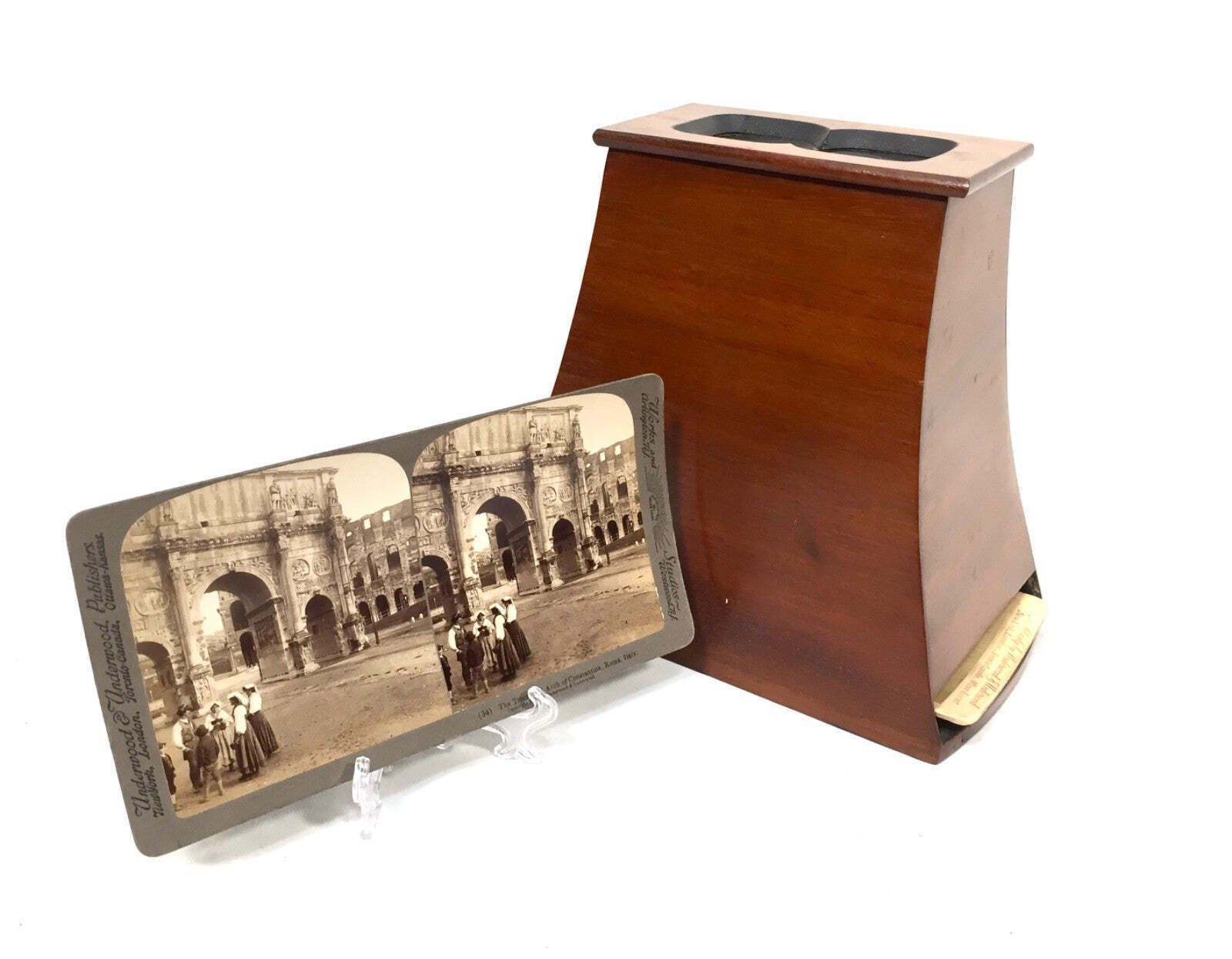 Antique French 1900s Handheld Tabletop Stereoviewer / Stereoscope For Cards photo vintage