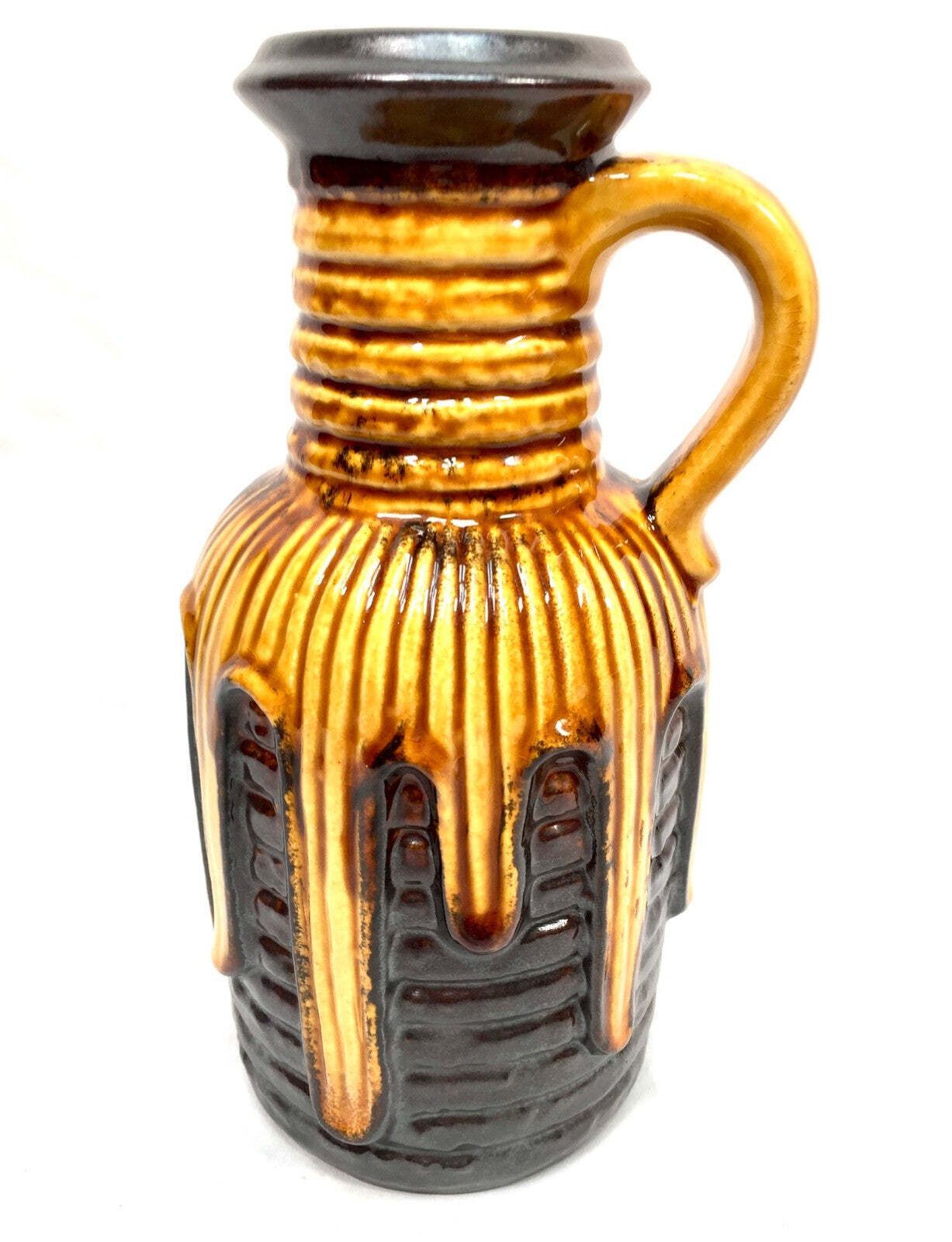Vintage West German Pottery Fat Vase Carstens Tonnieshof Yellow 1970s Retro photo buy