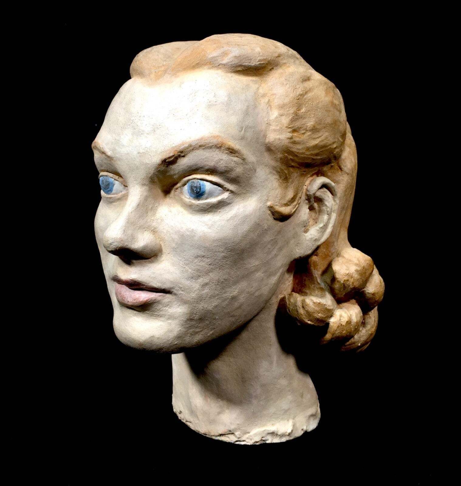Vintage Plaster Bust Sculpture By Artist William Dench / Mannequin Antique Style