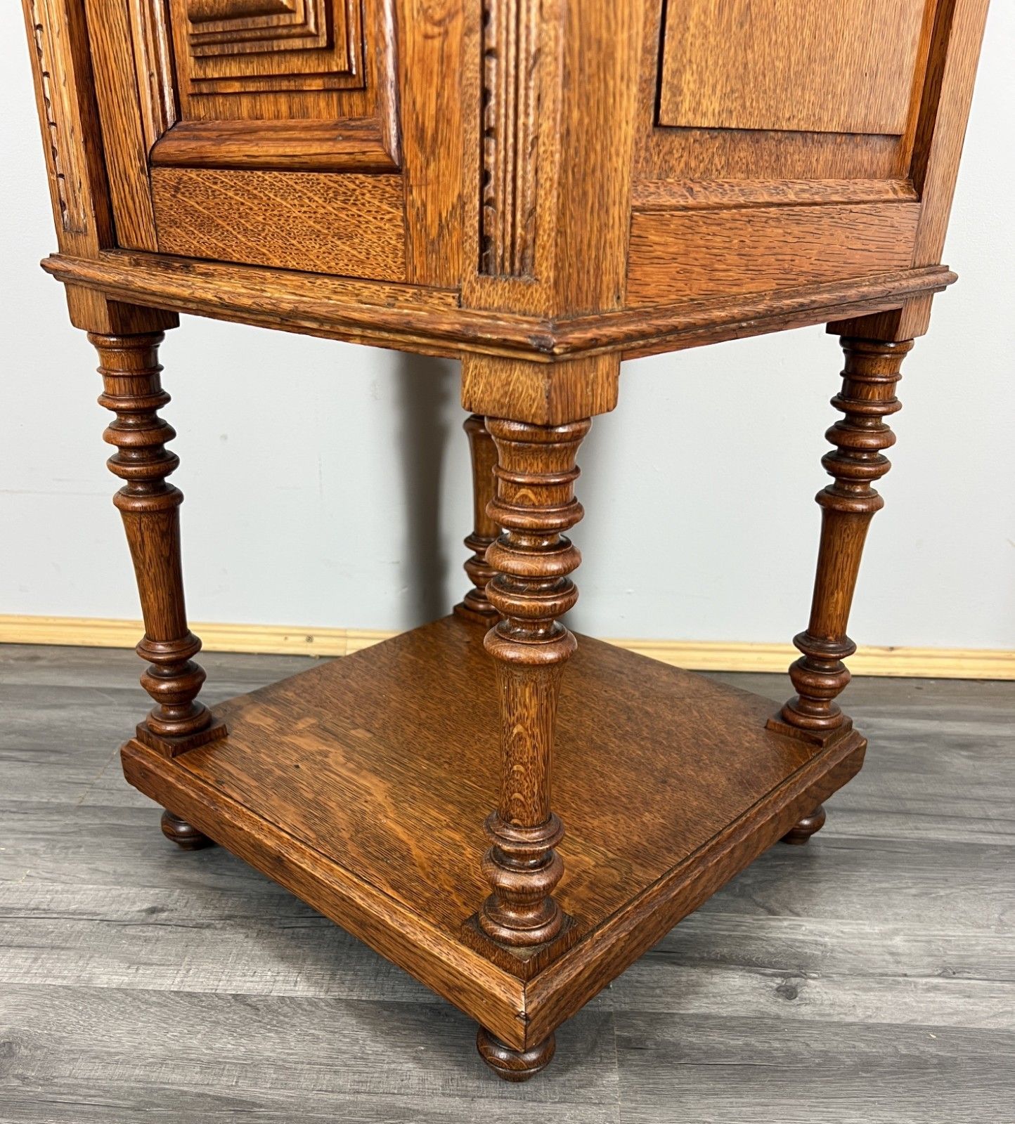 Bedside Table Antique French Oak With Marble Top Carved Cabinet Lot 4335 photo buy
