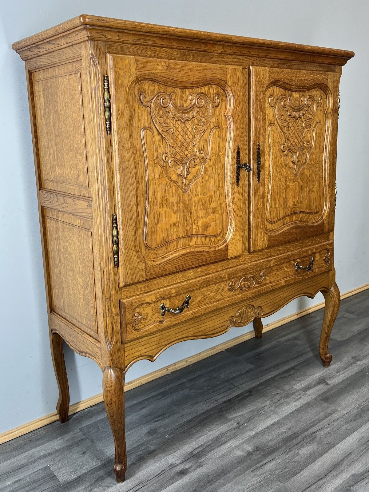 Cabinet Vintage French Louis XVI Oak Sideboard Carved Panels Cupboard Lot 4332 photo furniture