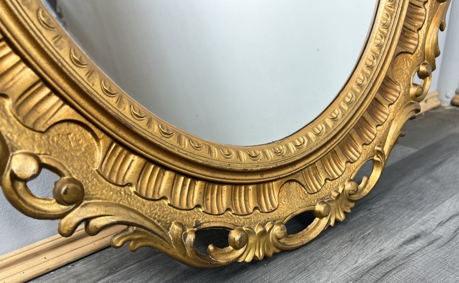 Vintage French Oval Wall Mirror With Ornate Rococo Frame Wall Decor Lot 4358 photo for sale