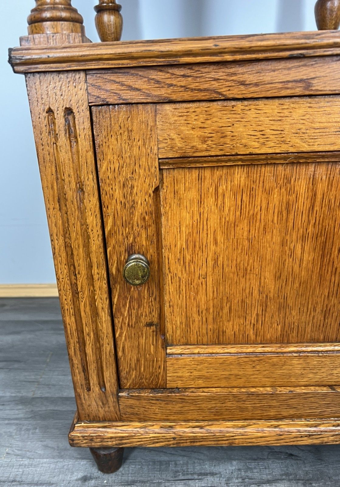Bedside Table Antique French Oak With Marble Top Carved Cabinet Lot 4338 photo vinterior