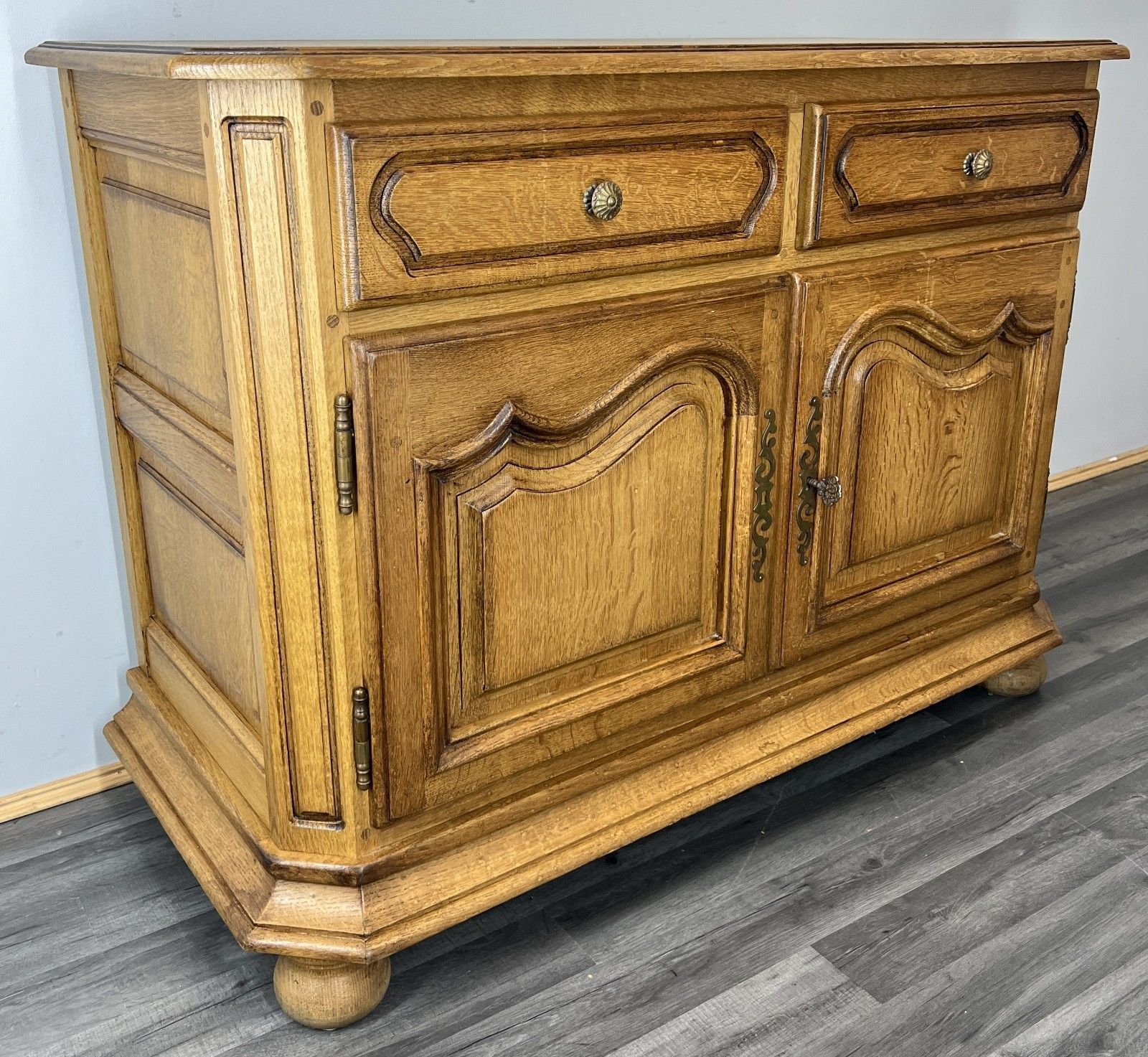 Cabinet Vintage French Oak 2 Door Carved Sideboard With Drawers Lot 4399 photo furniture