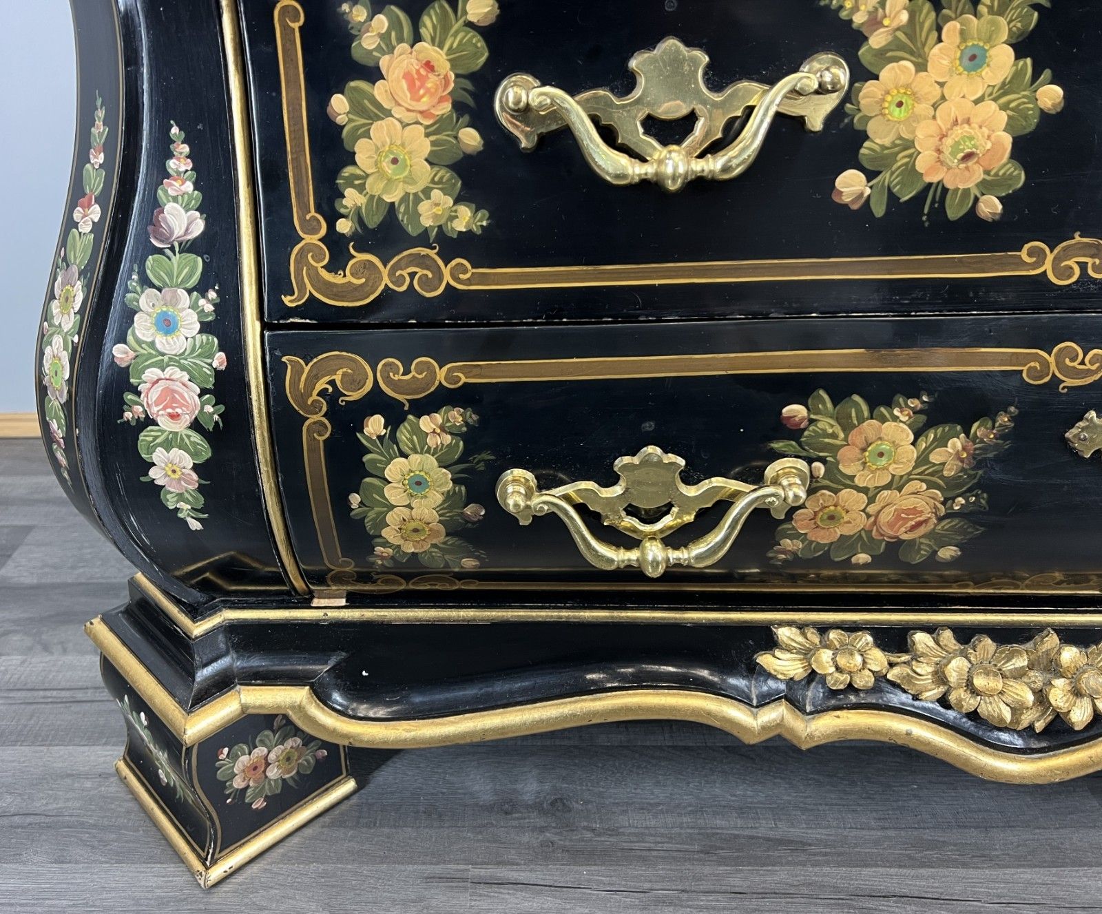 Cabinet Vintage French Style Painted Floral 3 Drawer Chest Sideboard Lot 4397 photo 599.0