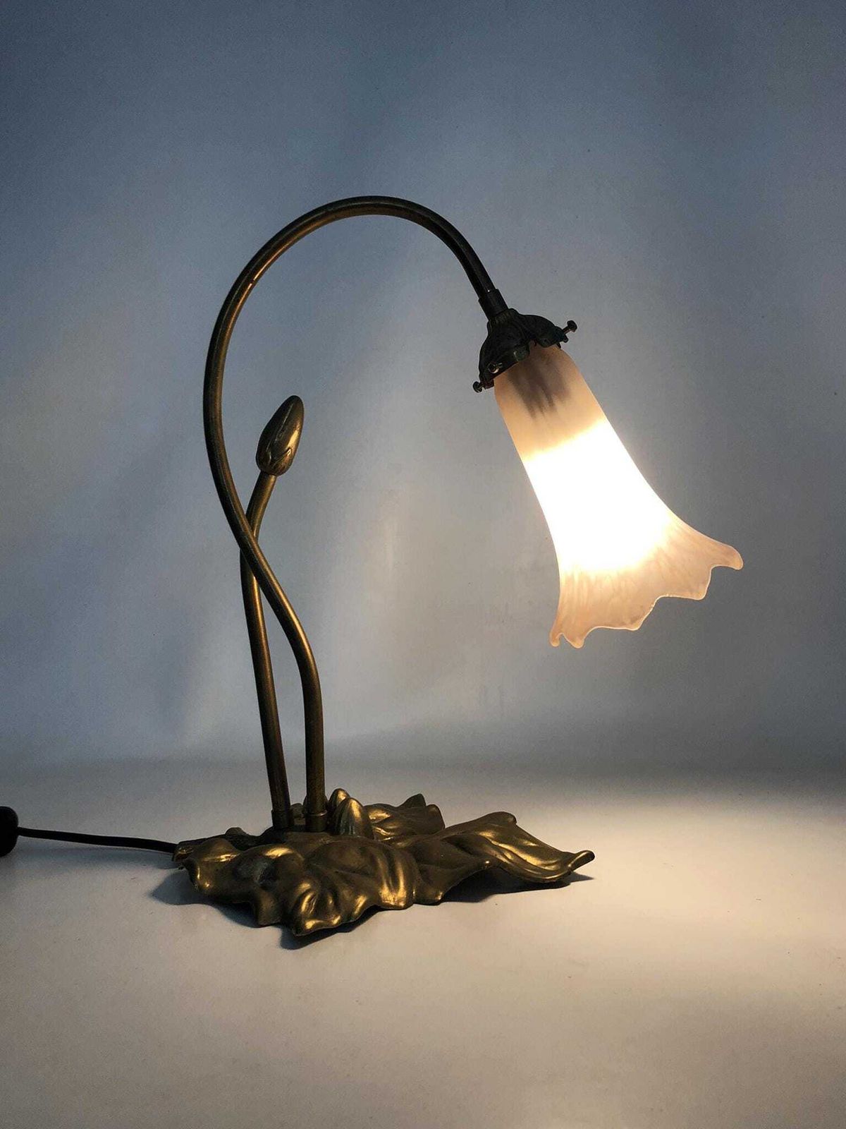Magnificent Water Lily Floor Lamp With Pink Tulips, Art Deco Style, 1980s photo furniture