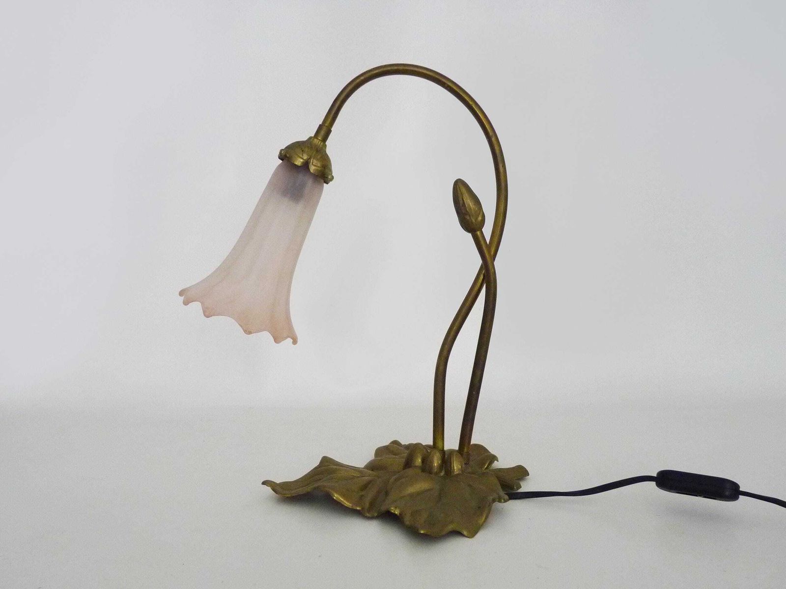 Magnificent Water Lily Floor Lamp With Pink Tulips, Art Deco Style, 1980s photo for sale