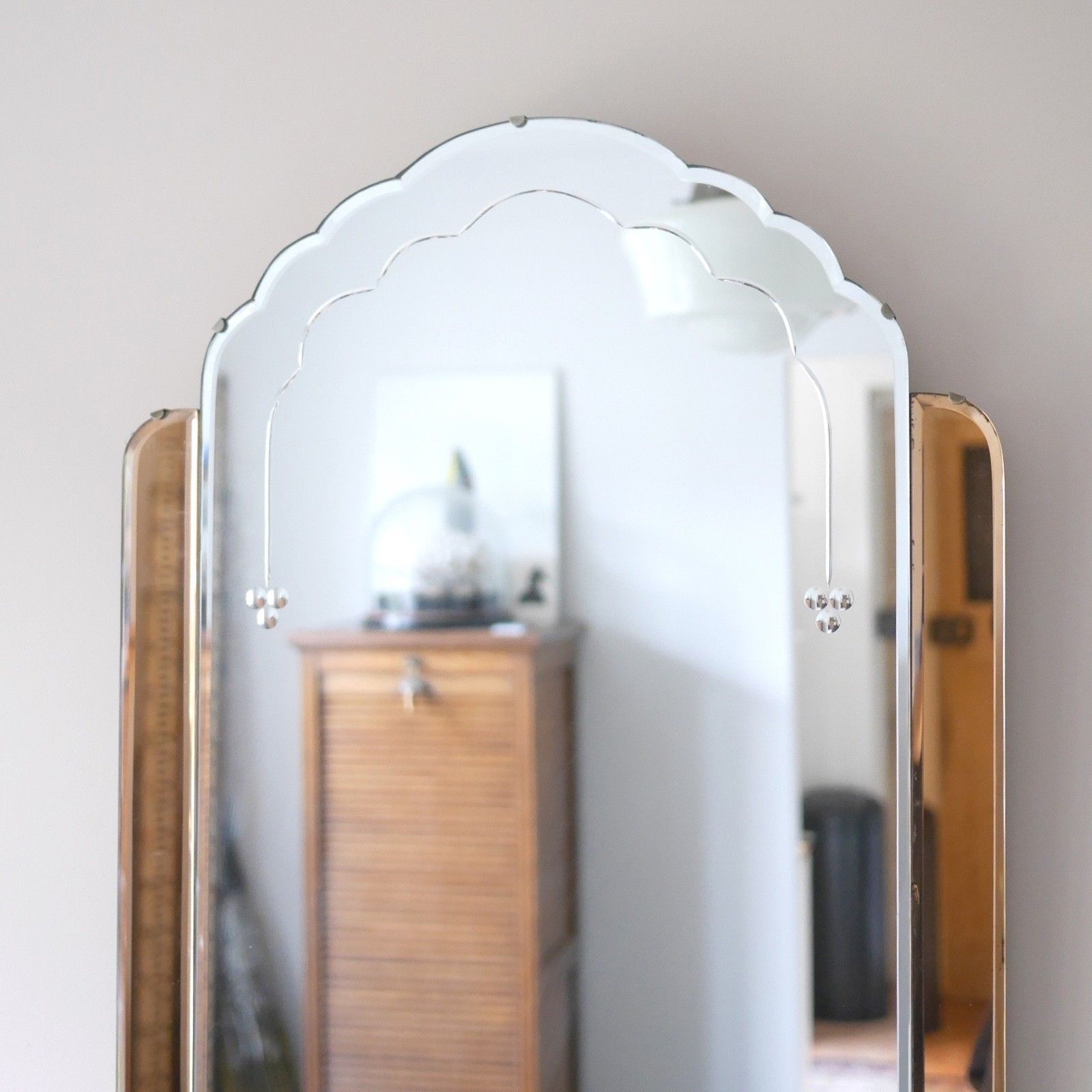 photo furniture Large Art Deco Vintage Peach Skyscraper Mirror Original 1930s #102999