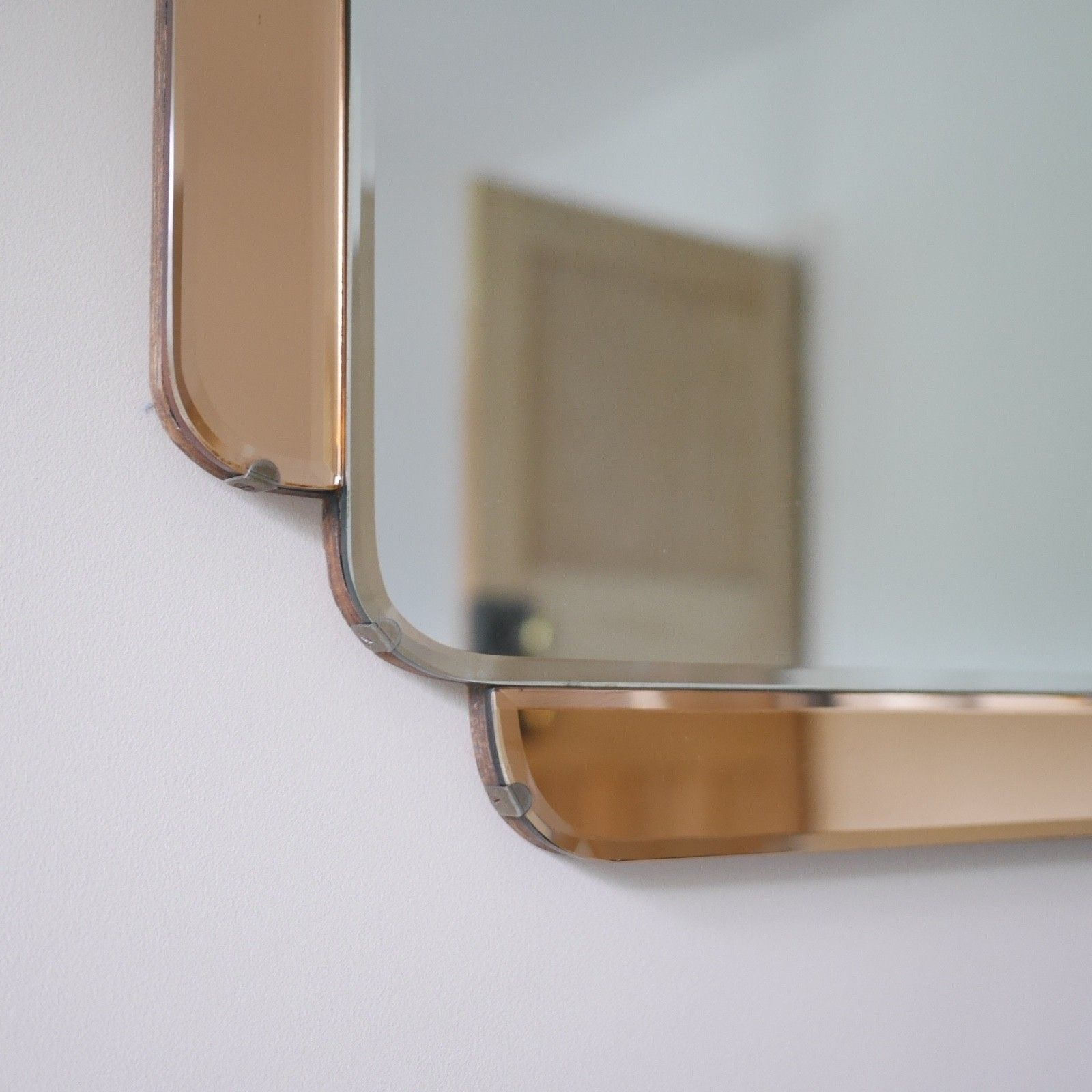 395.0 Large Art Deco Vintage Peach Skyscraper Mirror Original 1930s #102999 photo